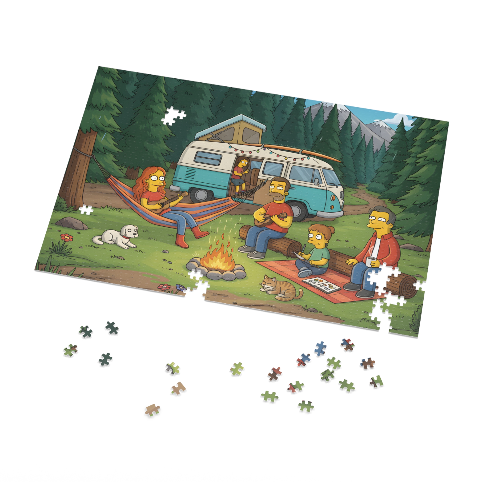 Jigsaw Puzzle with Tin — Scenic Campervan Campfire