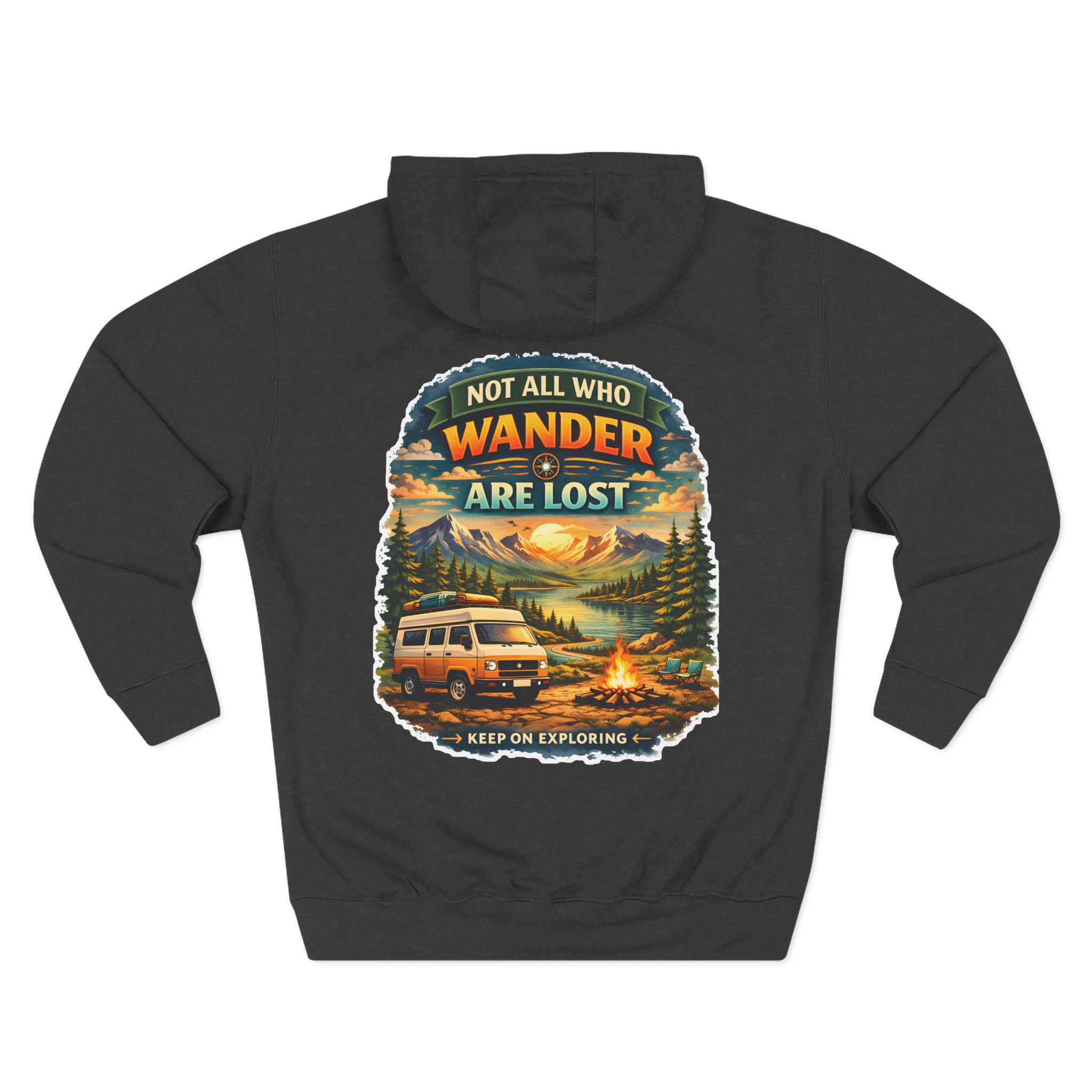 Three-Panel Fleece Hoodie - "Not All Who Wander Are Lost" Design Scenic-Line