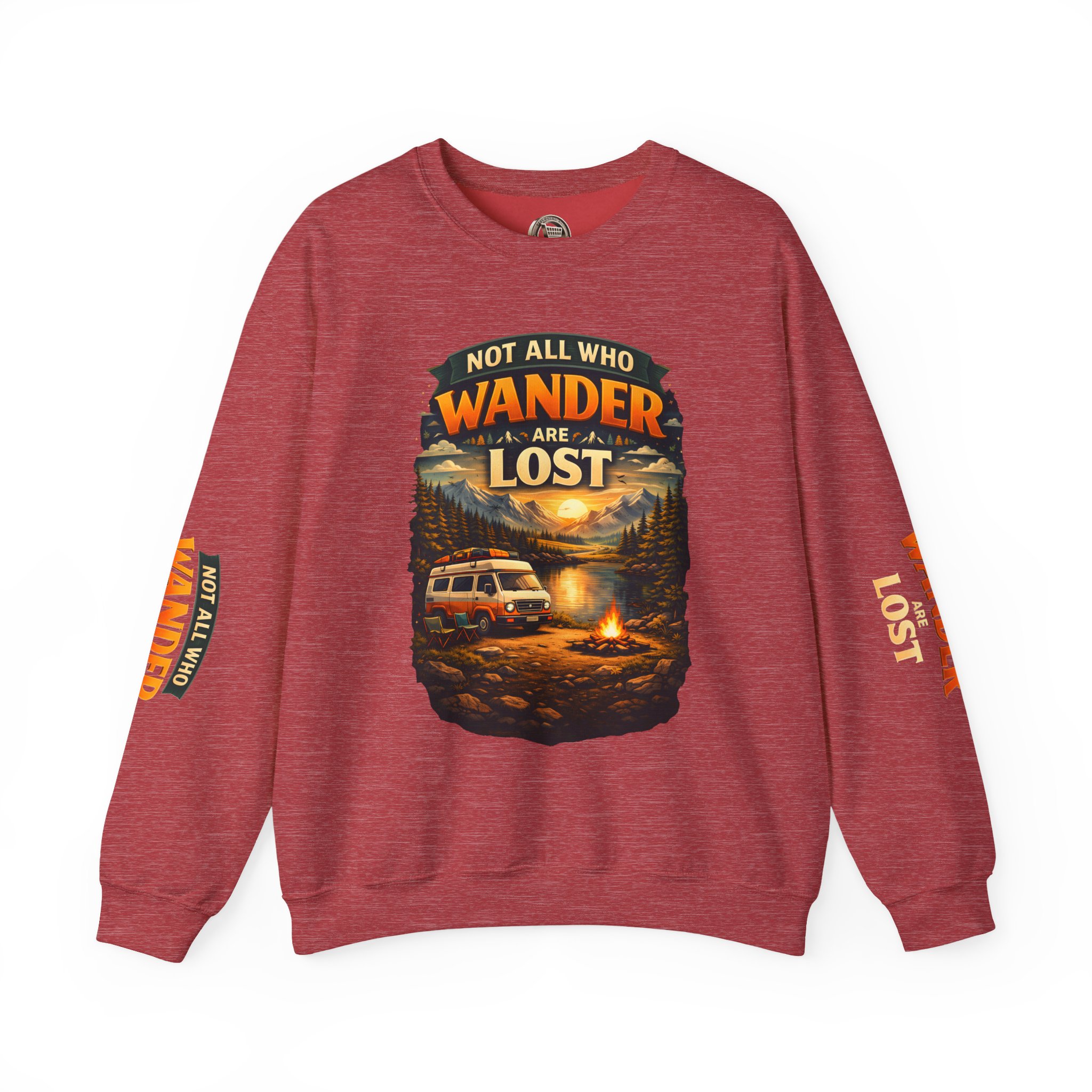 Unisex Heavy Blend™ Crewneck Sweatshirt — "Not All Who Wander Are Lost" Design Scenic-Line