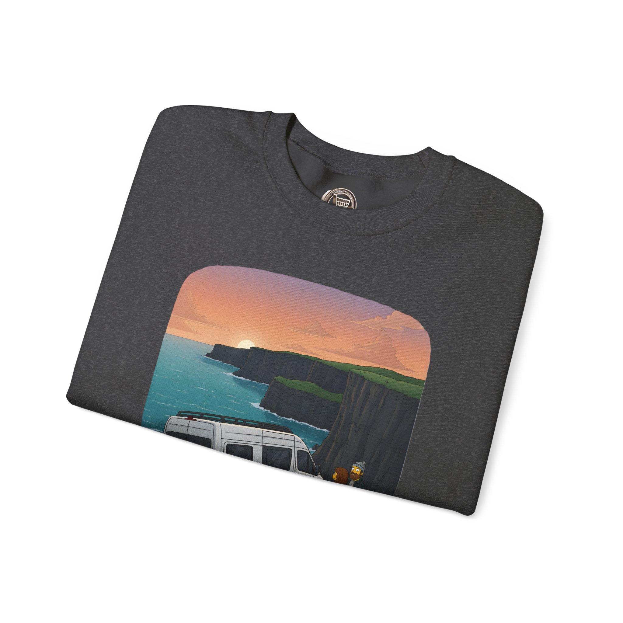 Unisex Heavy Blend™ Crewneck Sweatshirt — "Ocean Views-Adventures Awaits" Design Sitcom-Line