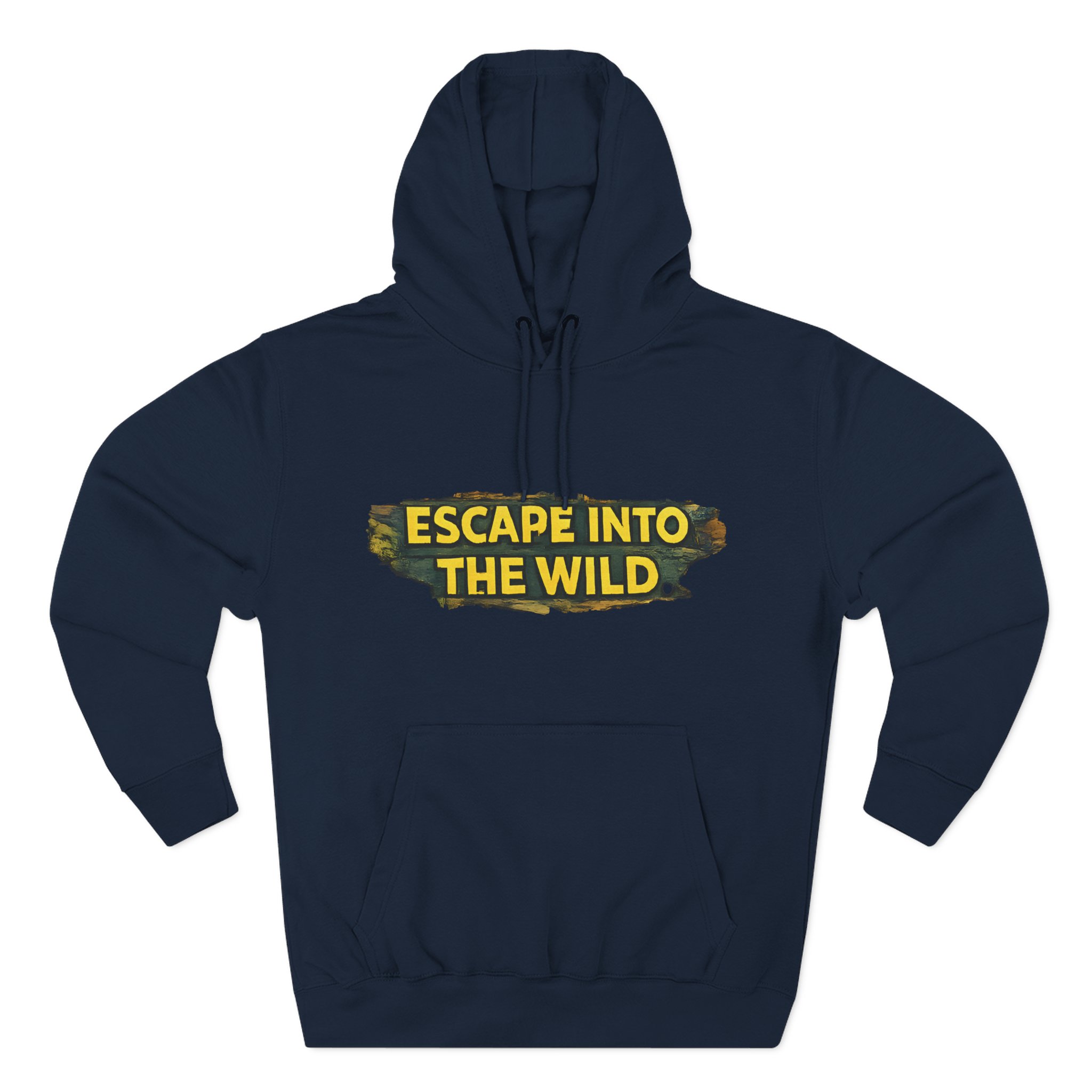 Three-Panel Fleece Hoodie - "Escape Into The Wild" Design Cubic-Line