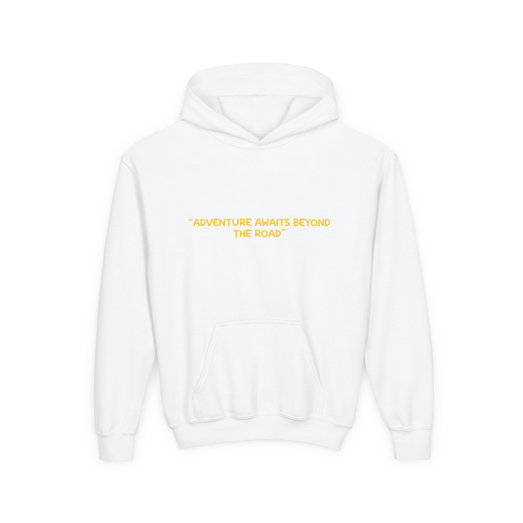Youth Hoodie(Gildan) – "Adventure Awaits Beyond The Road" (Design Sitcom-Line)