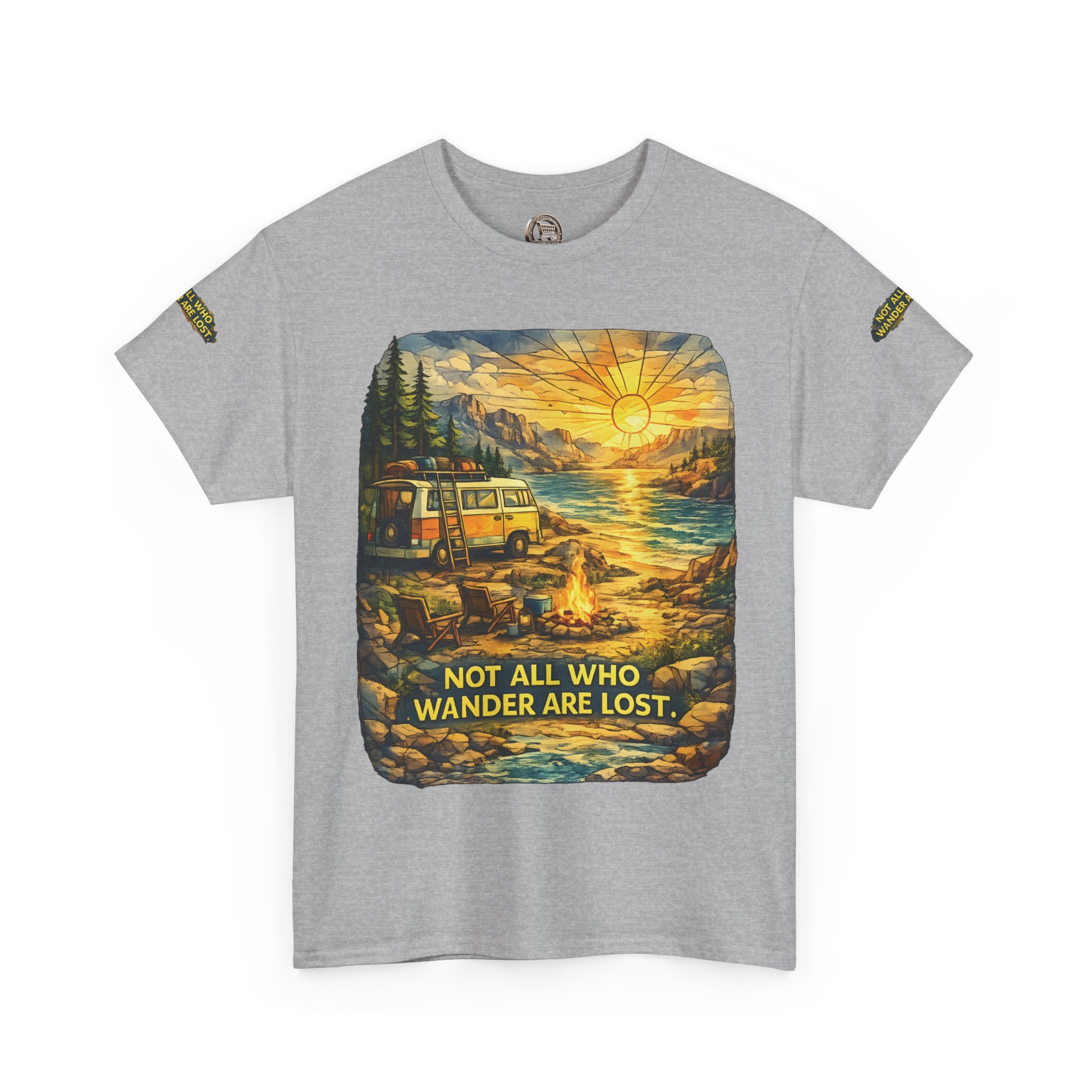 17518683778869486578_2048.jpeg Unisex Heavy Cotton Tee — "Not All Who Wander Are Lost " Design Cubic-Line