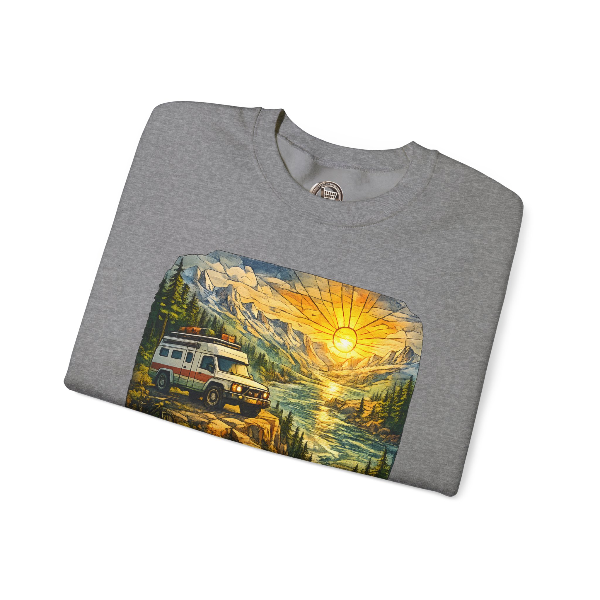 Unisex Heavy Blend™ Crewneck Sweatshirt — "Let The Journey Be Your Home" Design Cubic-Line