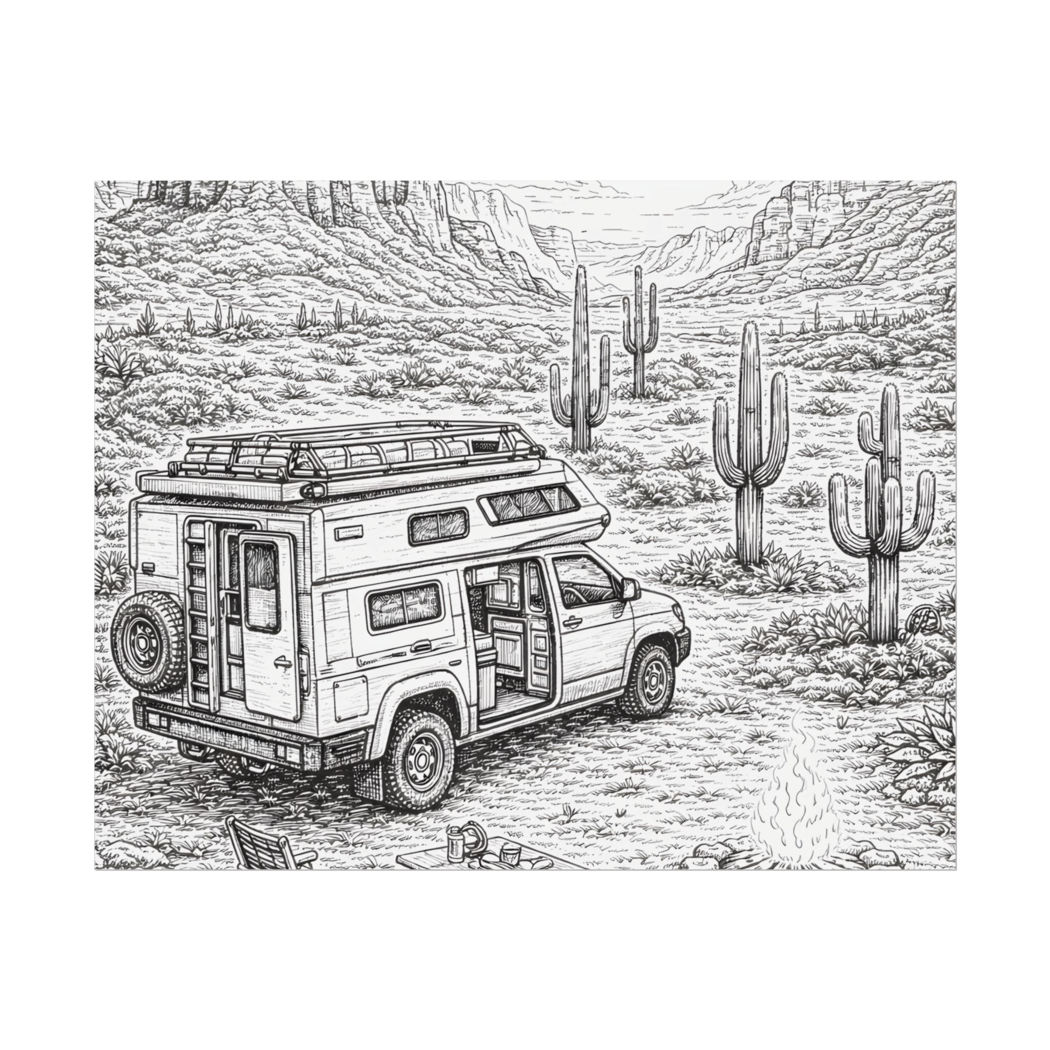 Campervan Poster — Vintage RV Camping Landscape Wall Art