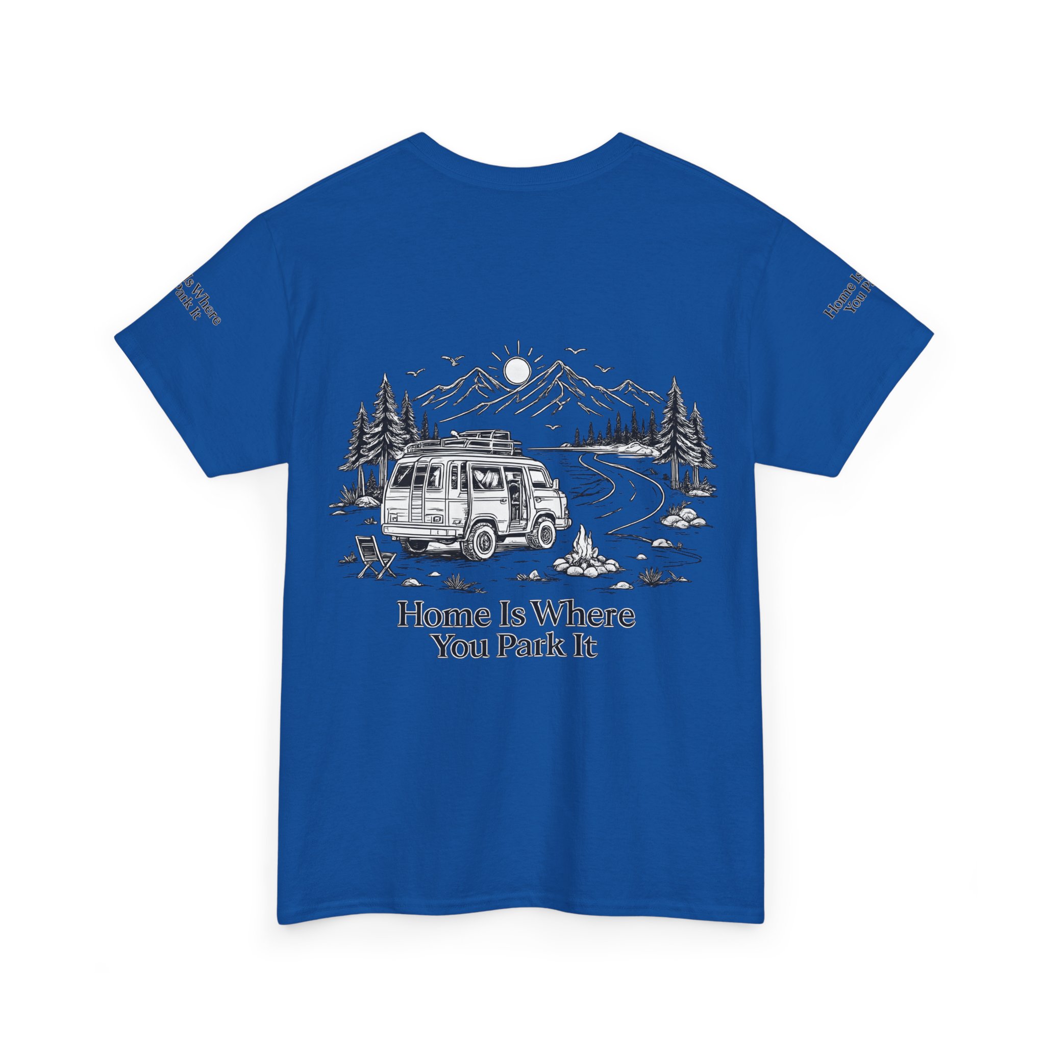 Unisex Heavy Cotton Tee — "Home Is Where You Park It" Design Minimal-Line