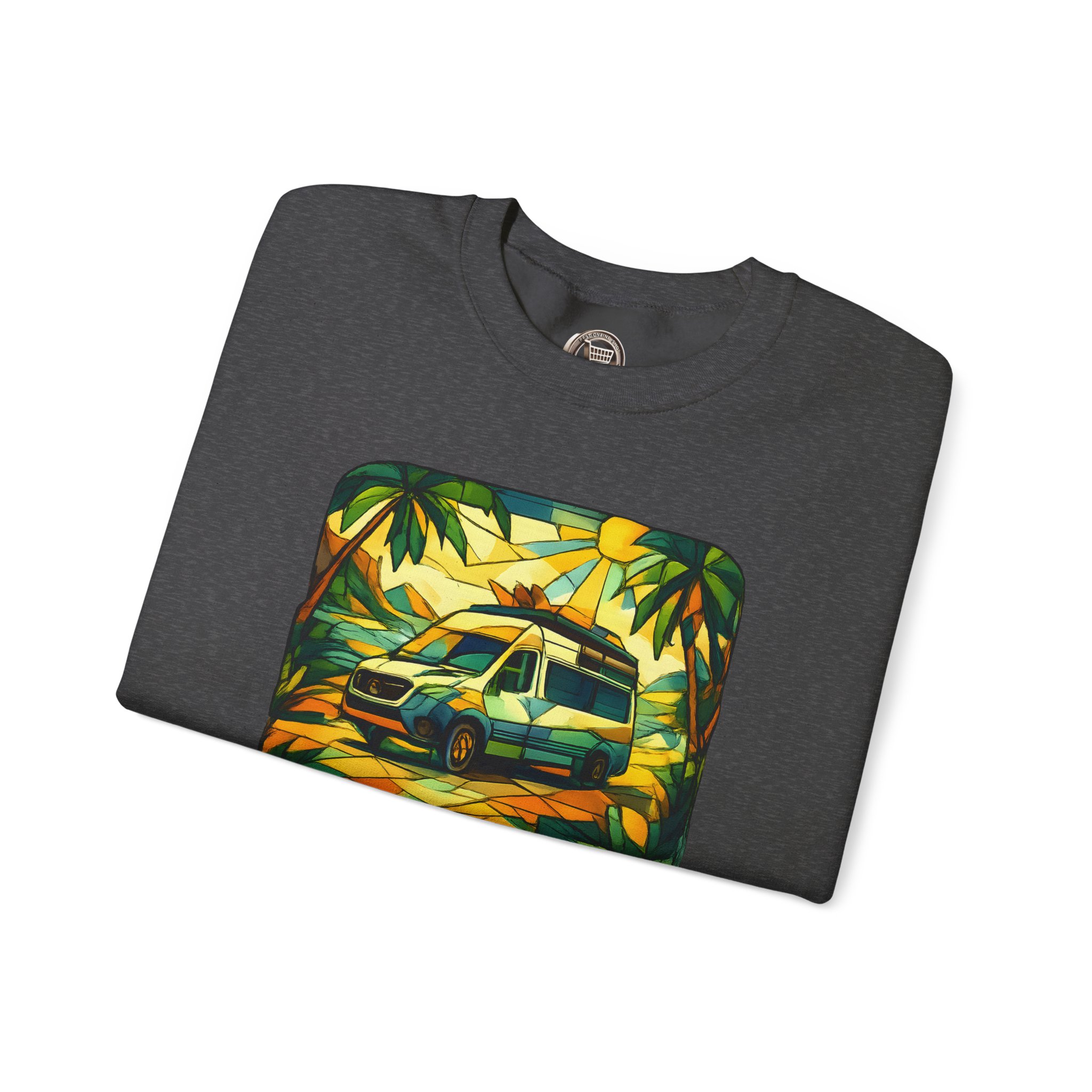 Unisex Heavy Blend™ Crewneck Sweatshirt — "Exploration In Every Angle" Design Cubic-Line