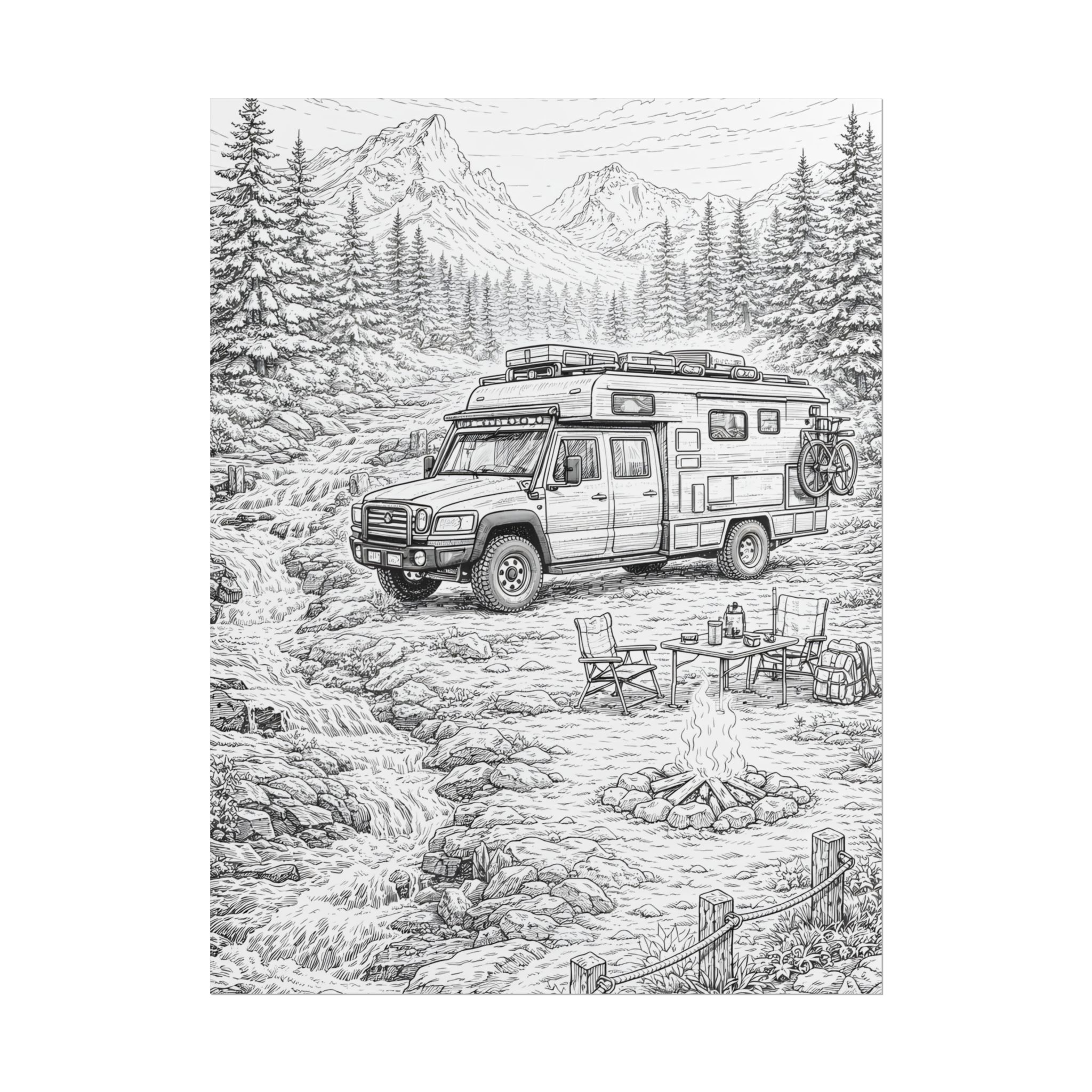 Campervan Poster — Vintage RV Camping Landscape Wall Art