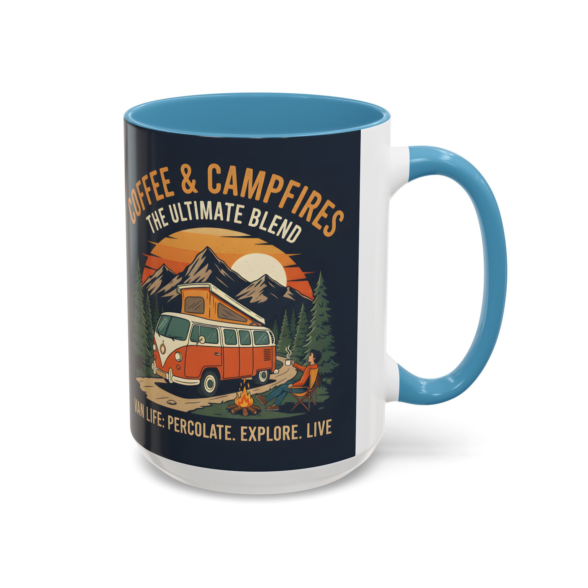 Accent Coffee Mug (11, 15oz) — "Coffee and campfires"