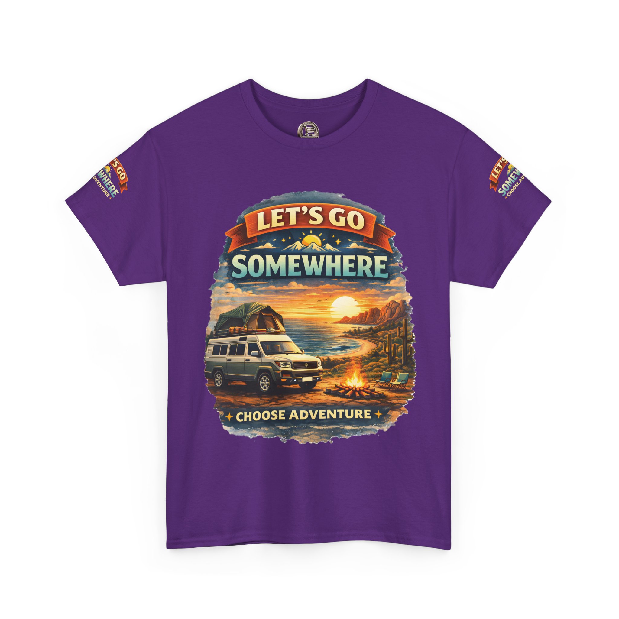 Unisex Heavy Cotton Tee — "Lets Go Somewhere" Design Scenic-Line