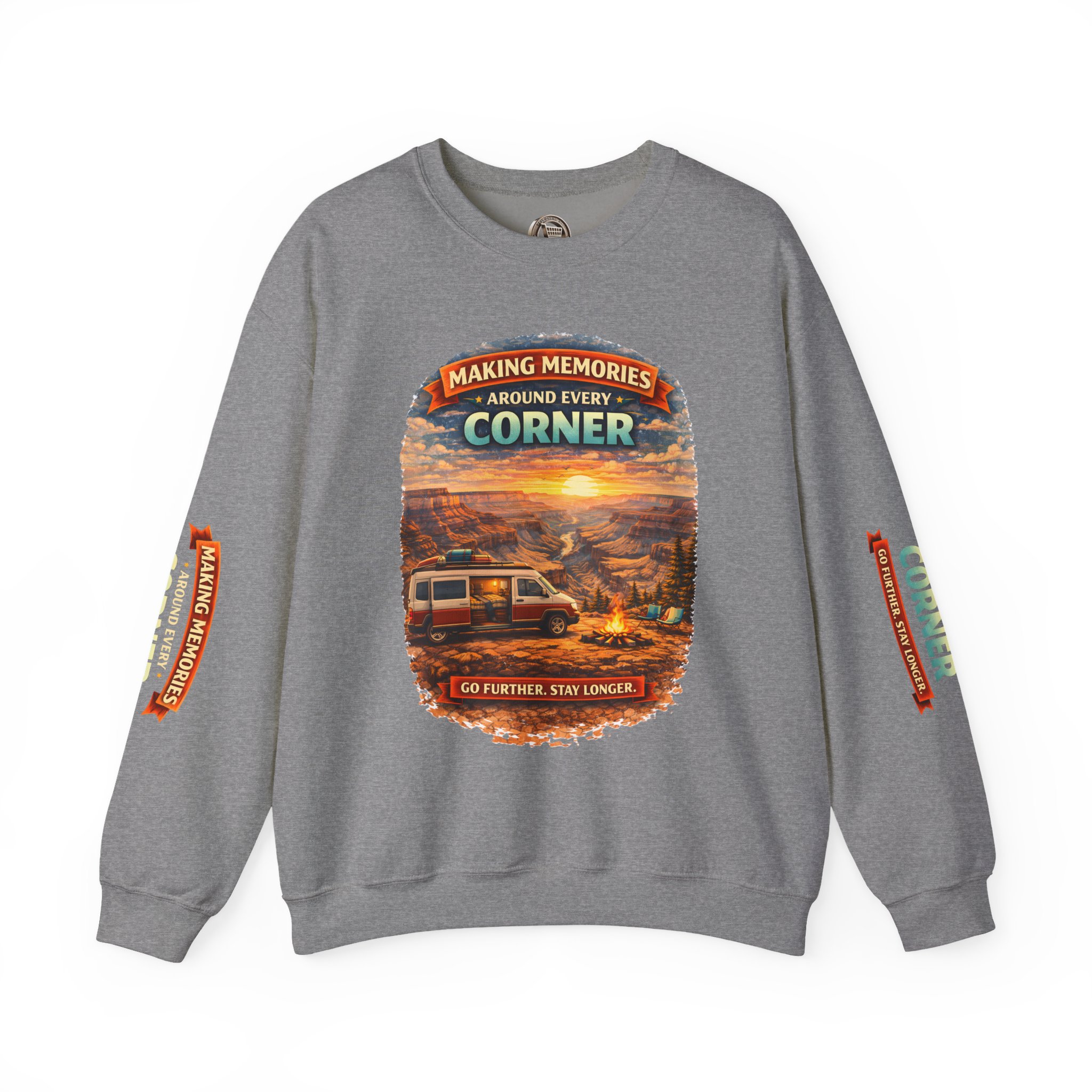 Unisex Heavy Blend™ Crewneck Sweatshirt — "Making Memories Around Every Corner" Design Scenic-Line