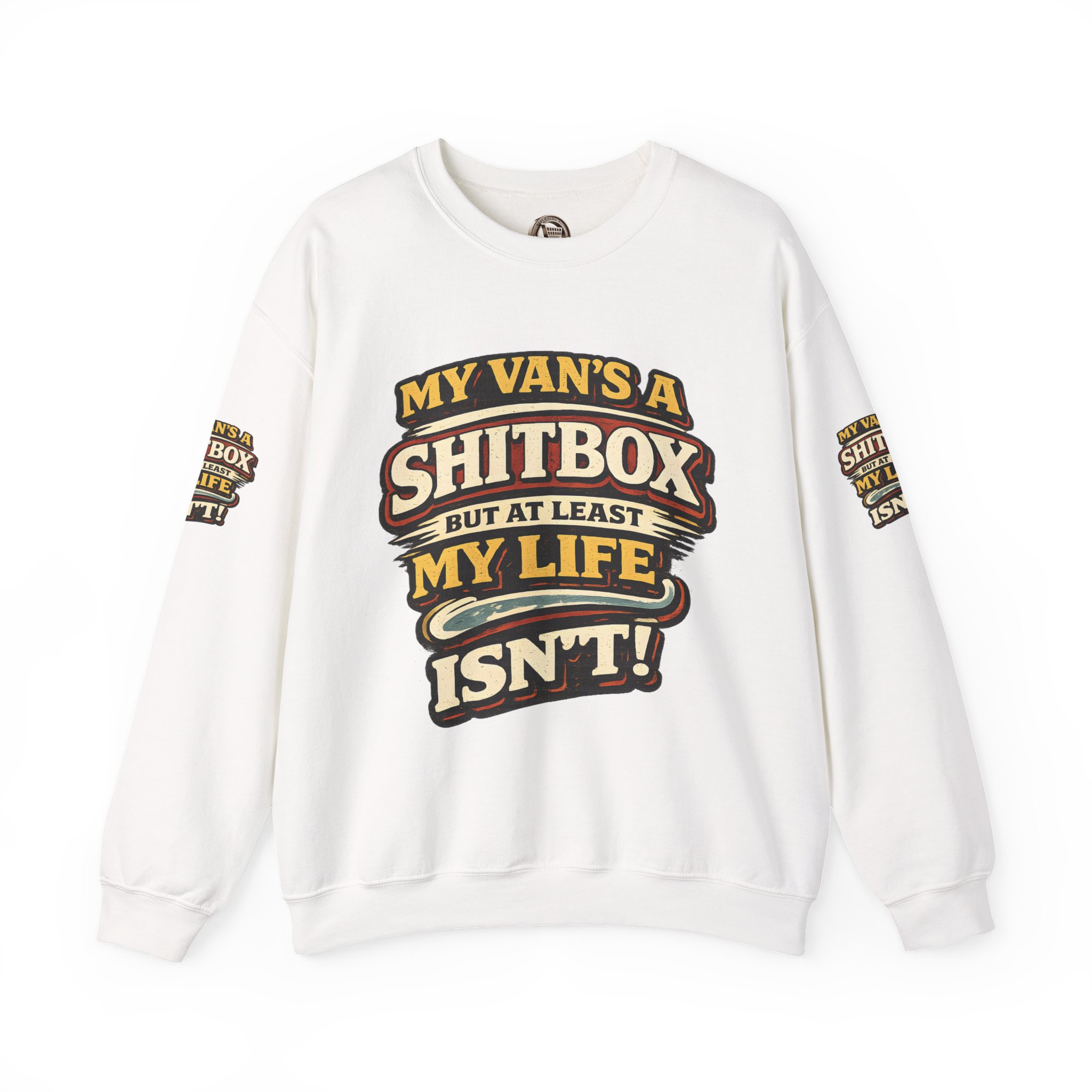 Unisex Heavy Blend™ Crewneck Sweatshirt — "My Van`s A Shitbox" Design F**K-Line