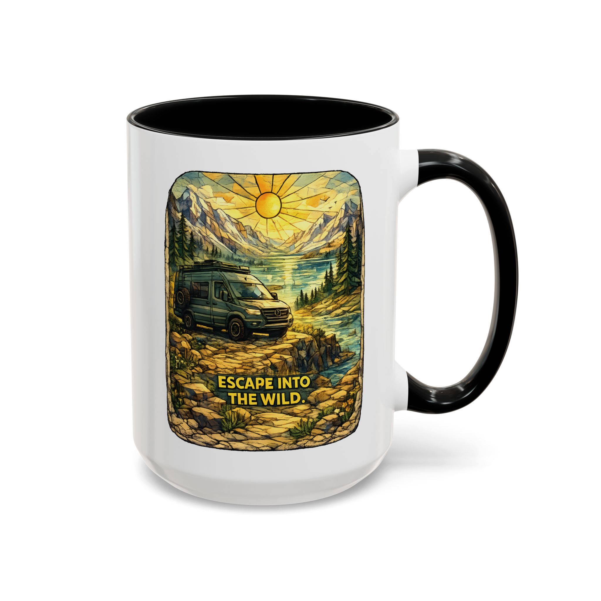 Accent Coffee Mug (11, 15oz) — "Escape Into The Wild" Design Cubic-Line