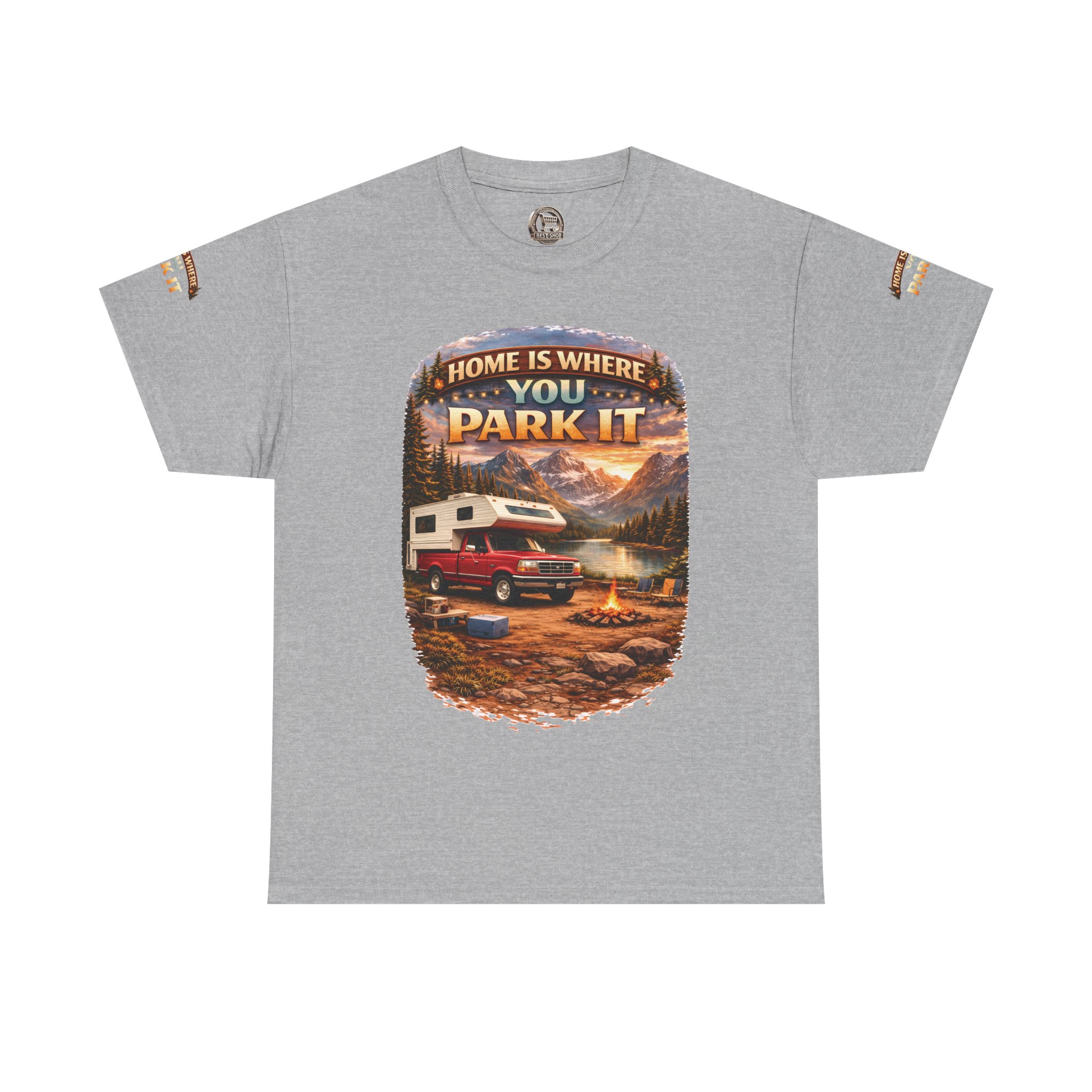 17547936737510071601_2048.jpeg Unisex Heavy Cotton Tee — "Home Is Where You Park It" Design Scenic-Line