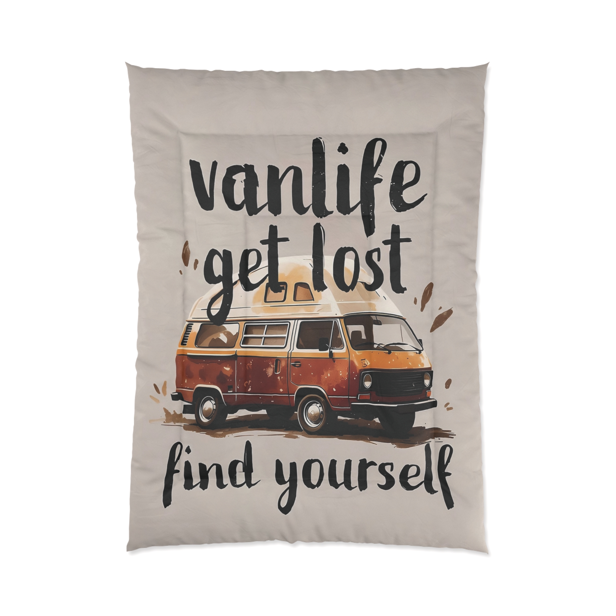 Comforter — Vanlife ‘Get Lost, Find Yourself’ Retro Camper Bedding