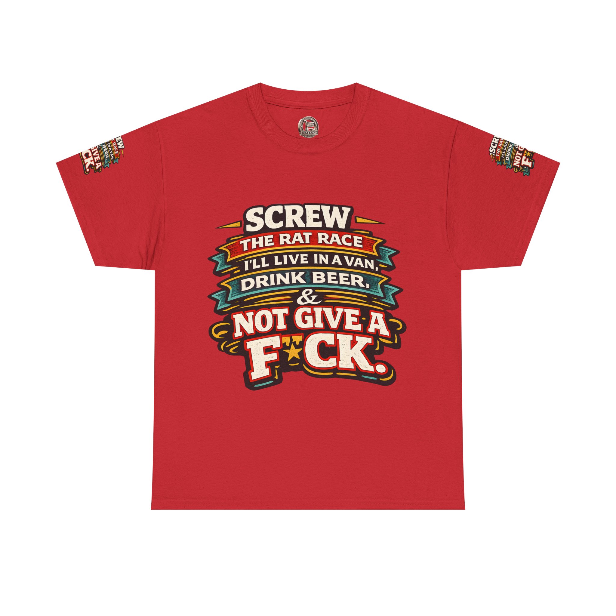Unisex Heavy Cotton Tee — "Screw The Rat Race" Design F**K-Line