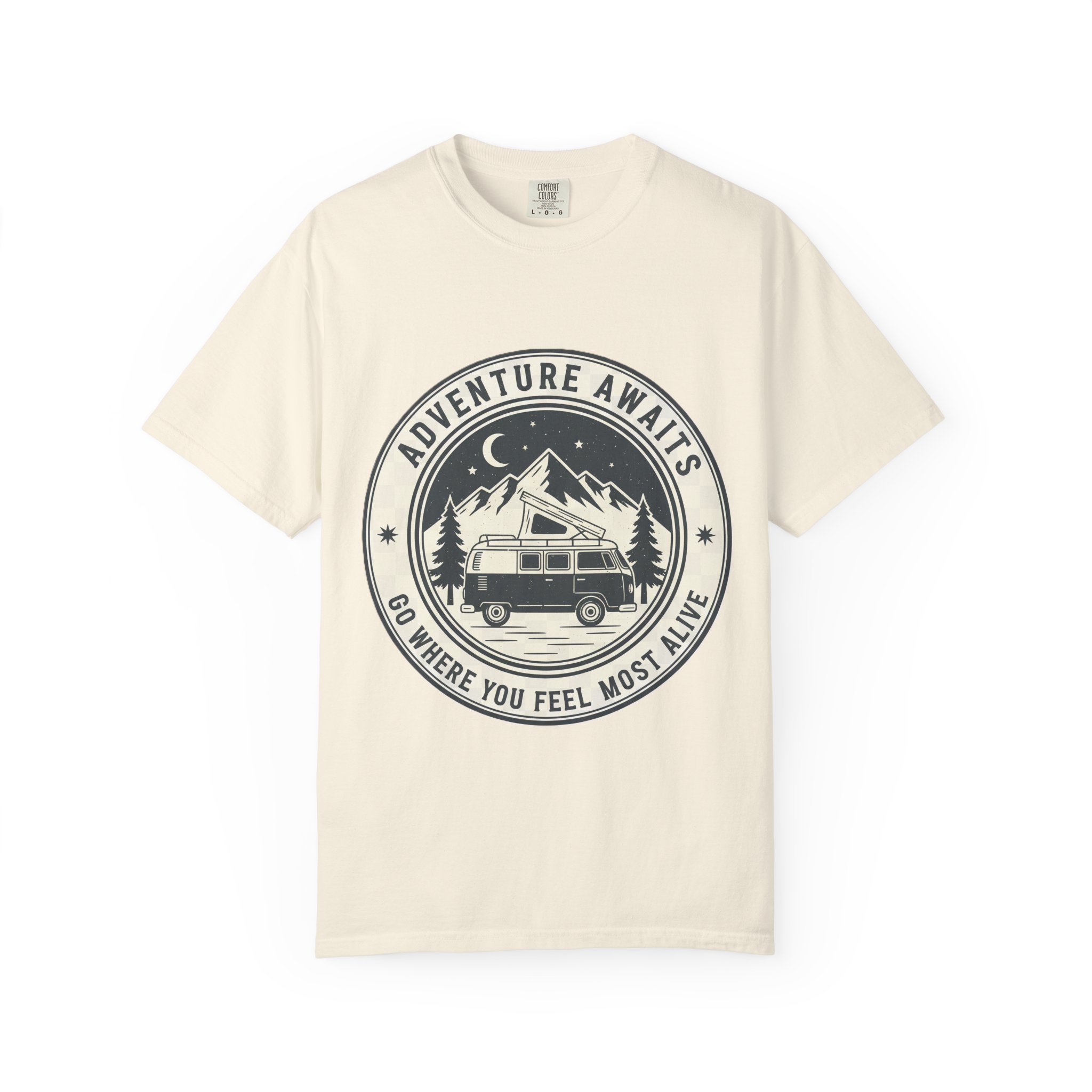 17554331656599461337_2048.jpeg T-Shirt — "Adventure Awaits-Go Where You Feel Most Alive" (Front + Back Printed) Outdoor Travel Tee
