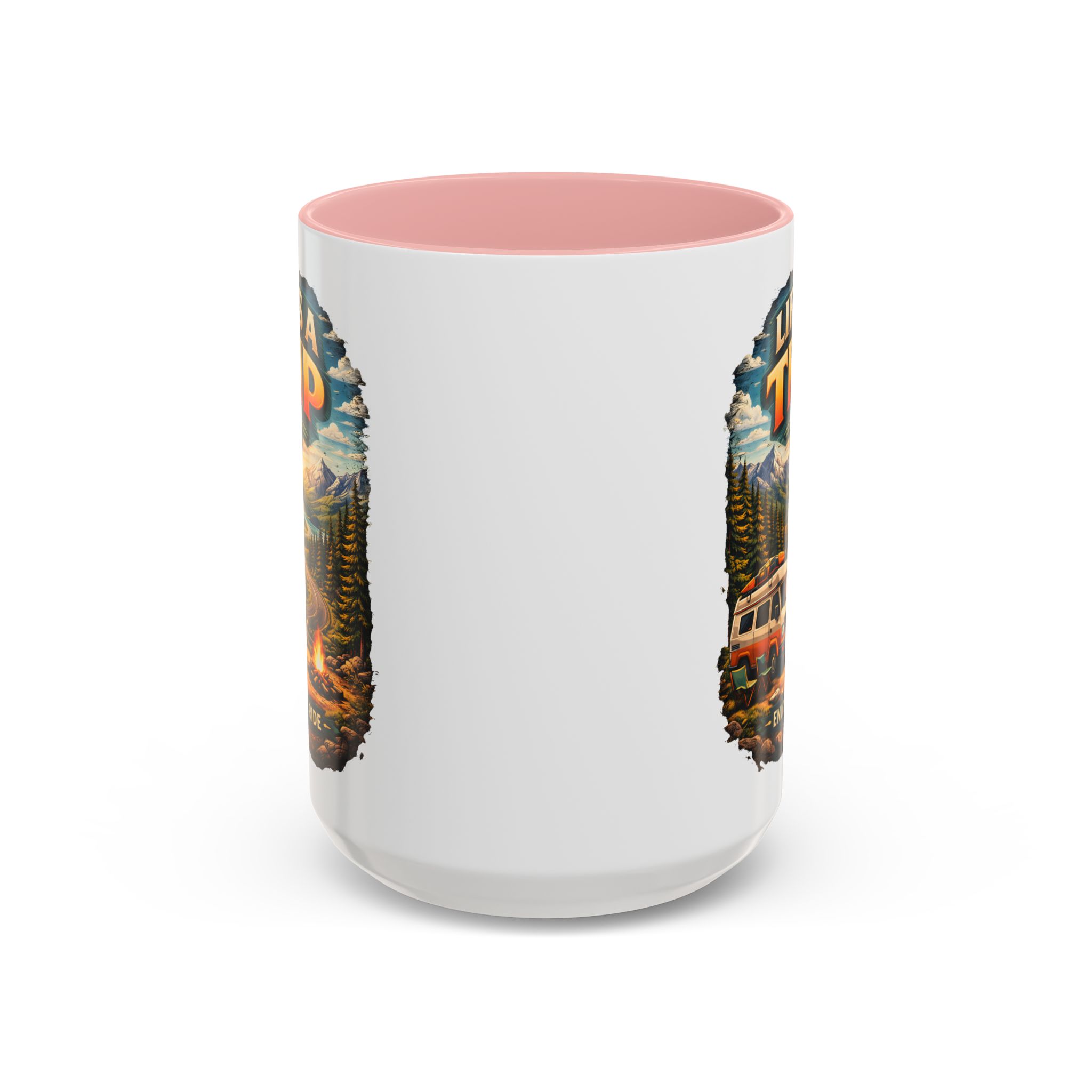 Accent Coffee Mug (11, 15oz) — "Life s A Trip" Design Scenic-Line