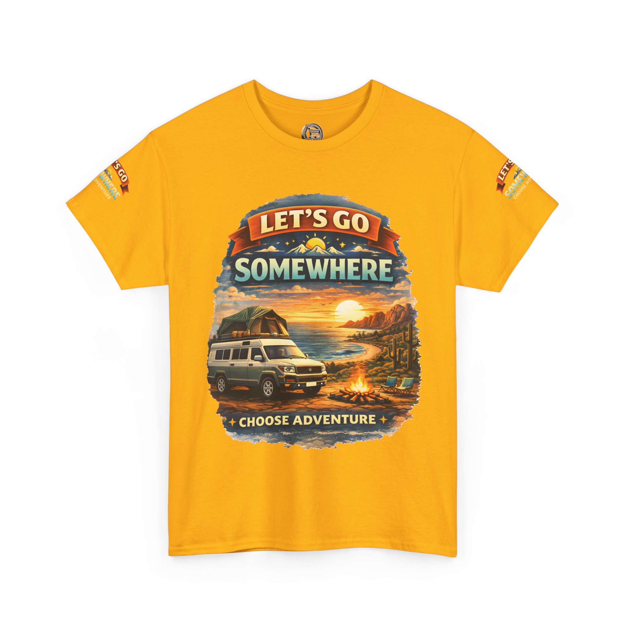 Unisex Heavy Cotton Tee — "Lets Go Somewhere" Design Scenic-Line