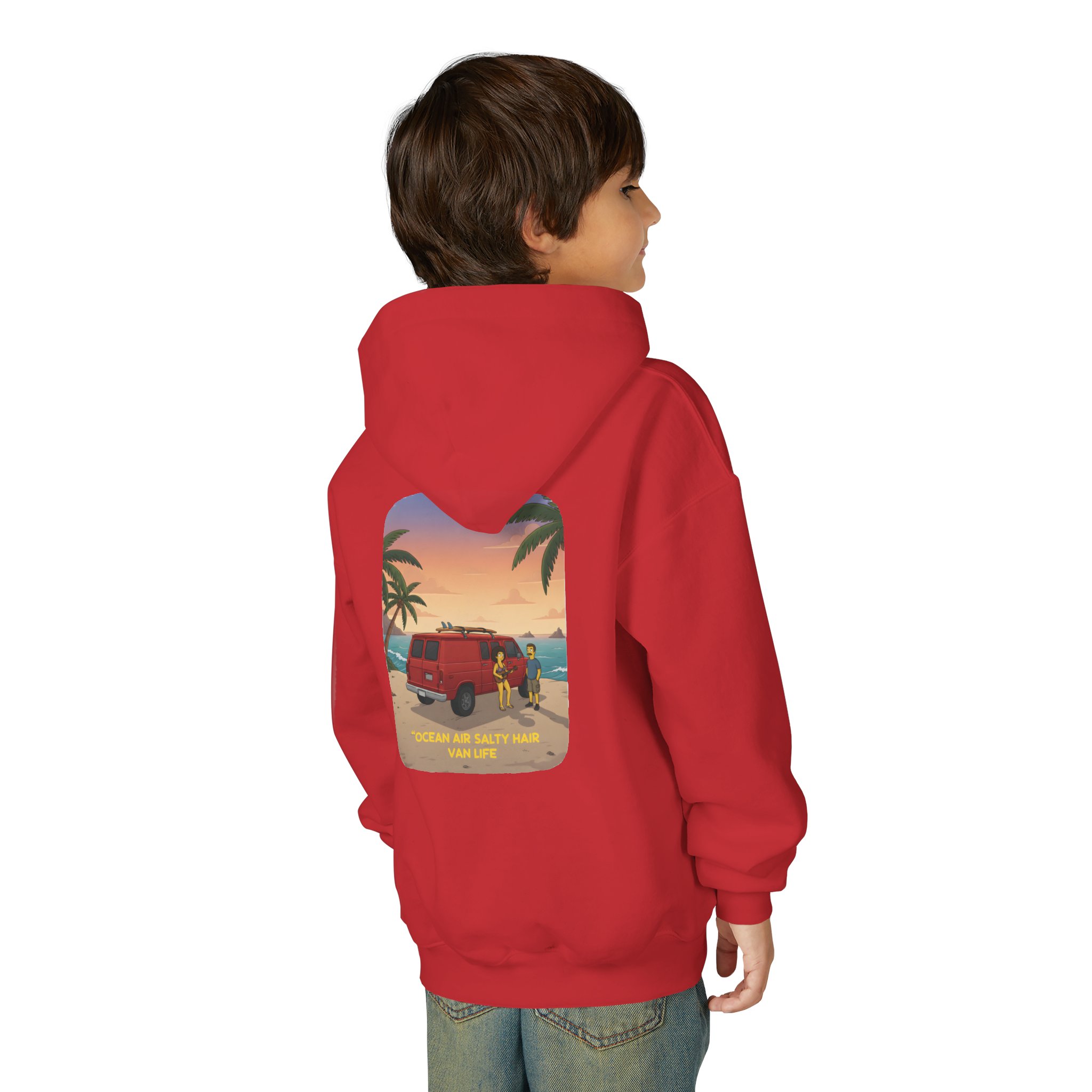 17561954262547864473_2048.jpeg Youth Hoodie(Gildan) – "Ocean Air Salty Hair Van Life" (Design Sitcom-Line)