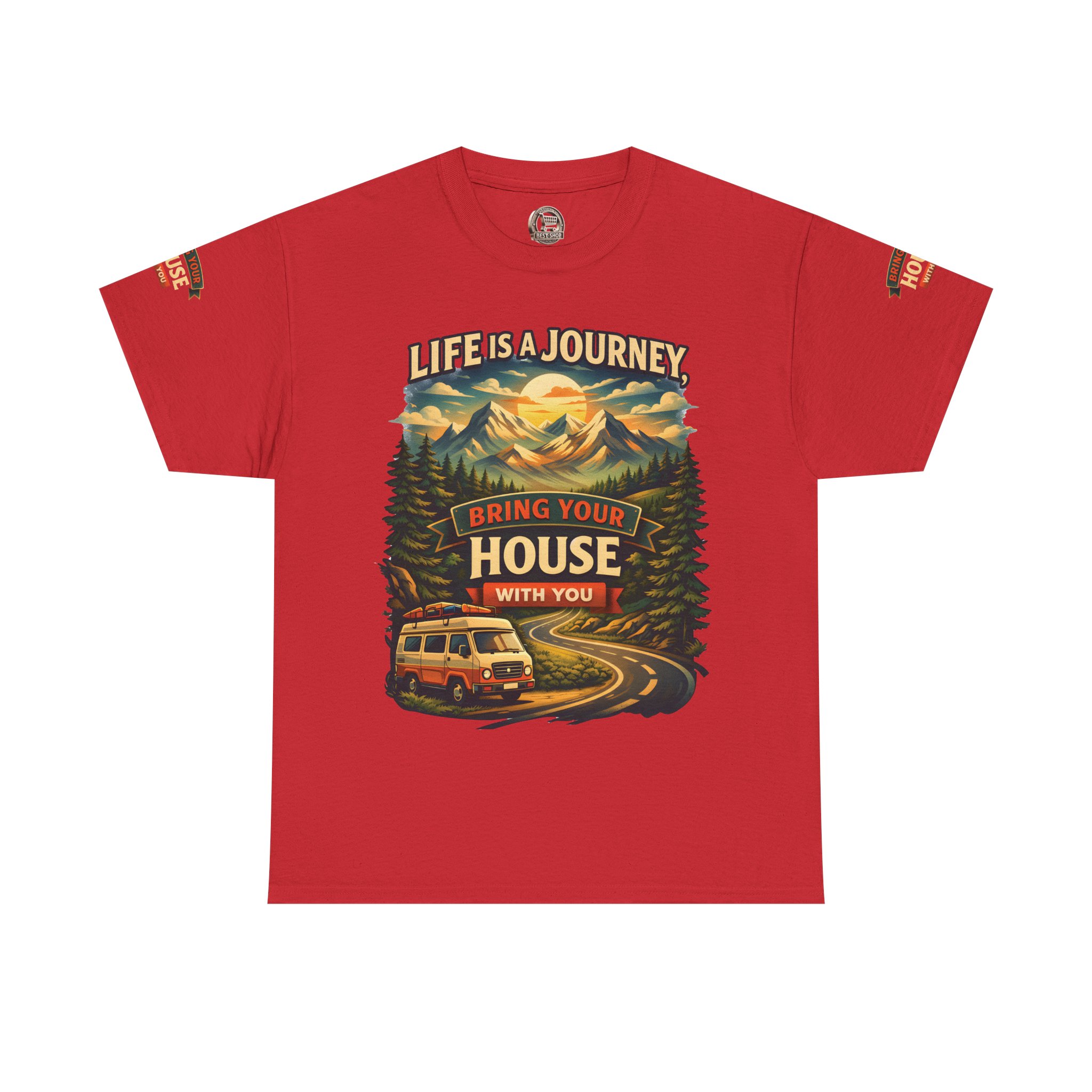 17563212875413819624_2048.jpeg Unisex Heavy Cotton Tee — "Live Is A Journey-Bring Your House With You" Design Scenic-Line