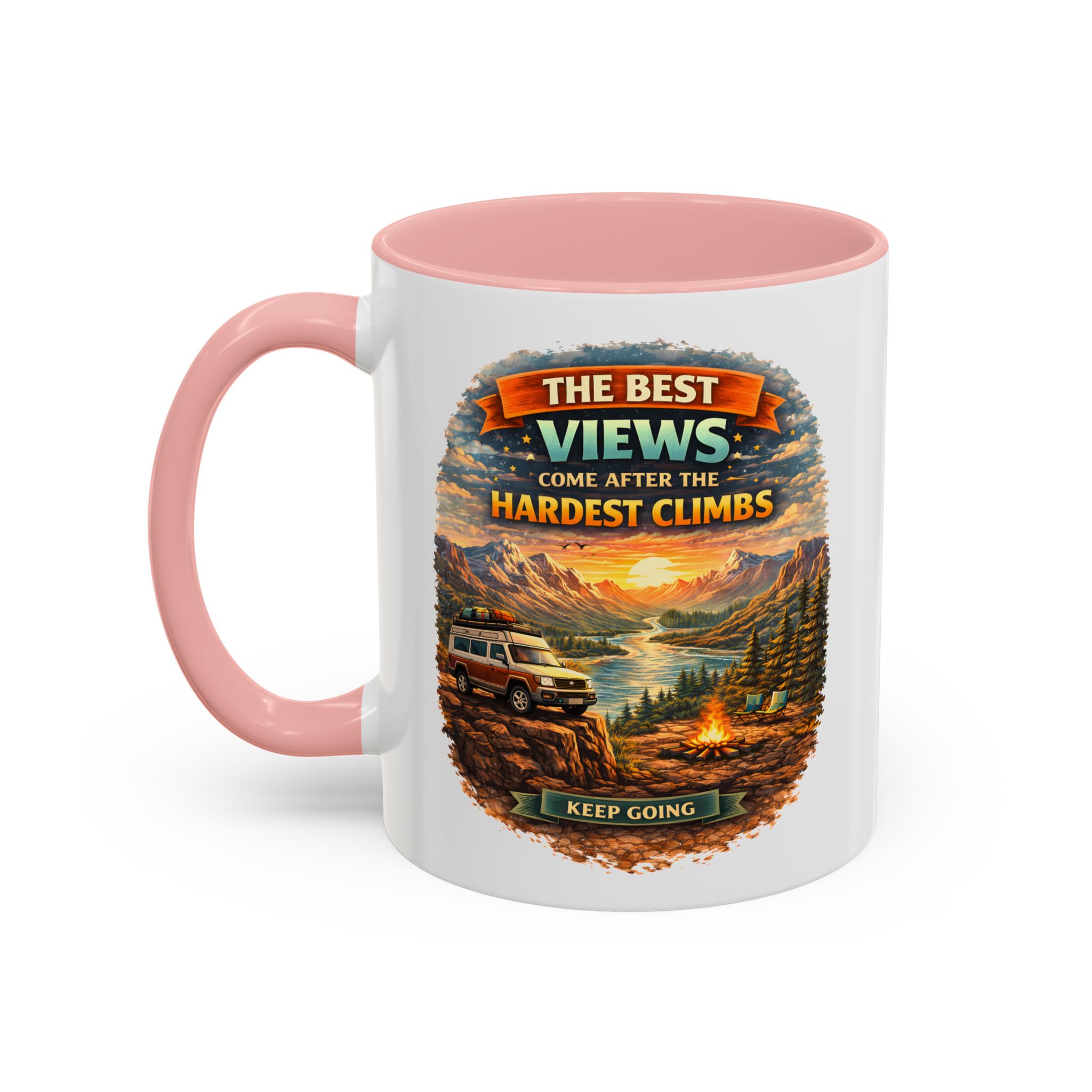 Accent Coffee Mug (11, 15oz) — "The Best Views" Design Scenic-Line