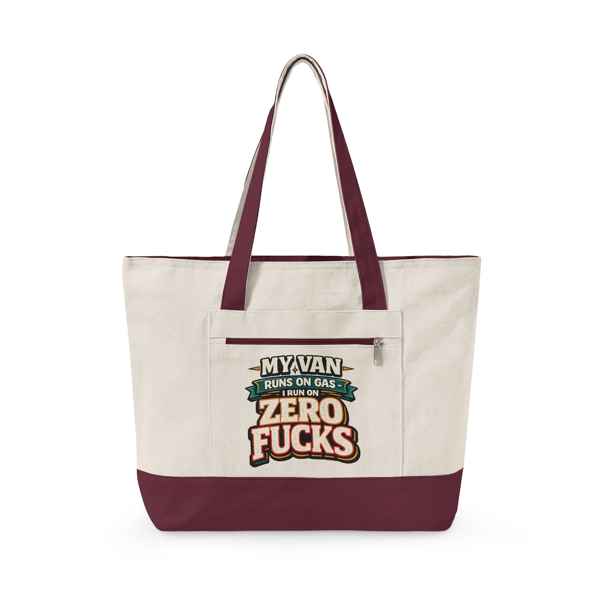 Zippered Canvas Tote — "My Van Runs On Gas" (Design F**K-Line)