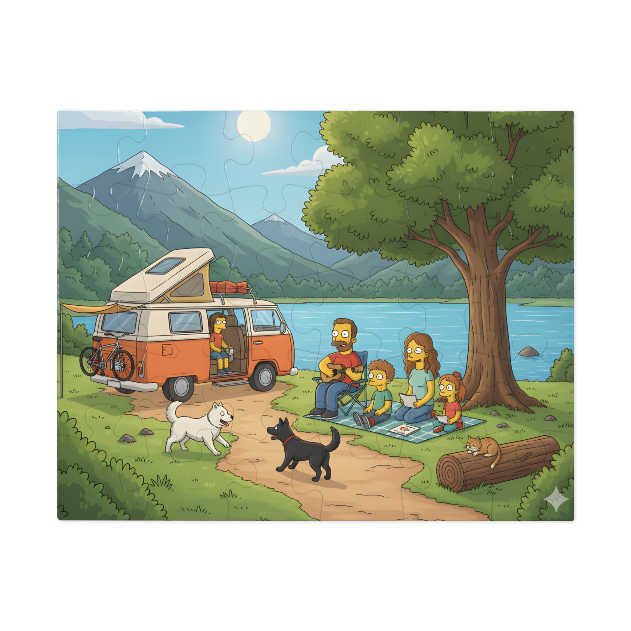 Jigsaw Puzzle with Tin — Scenic Campervan Lake