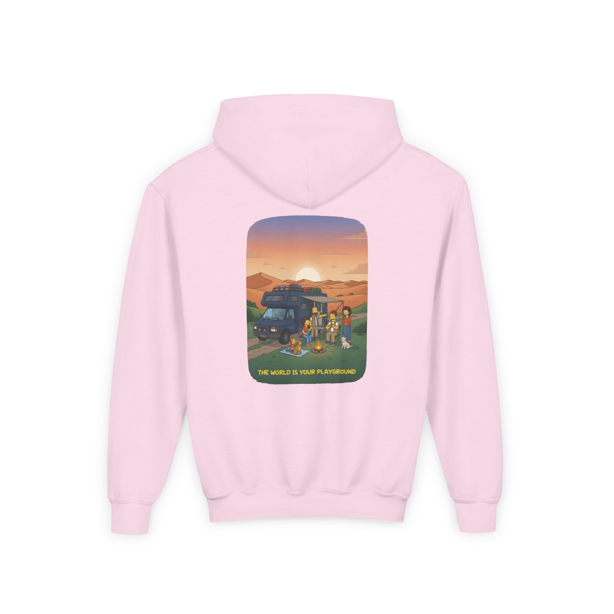 Youth Hoodie(Gildan) – "The World Is Your playground" (Design Sitcom-Line)