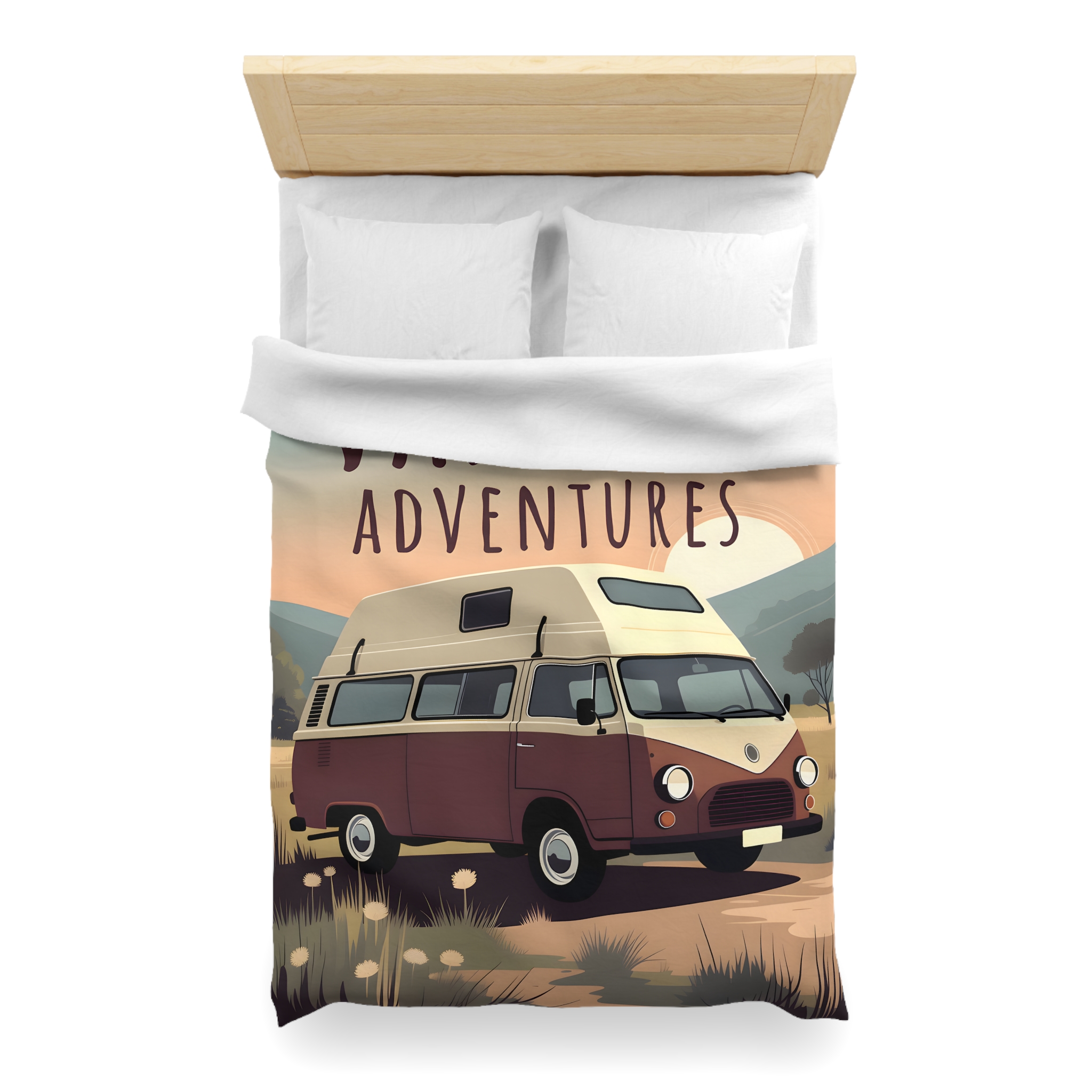17578387852795792160_2048.jpeg Duvet Cover — "Vanlife Adventures" Vintage Camper Van Bedding for Travel Lovers