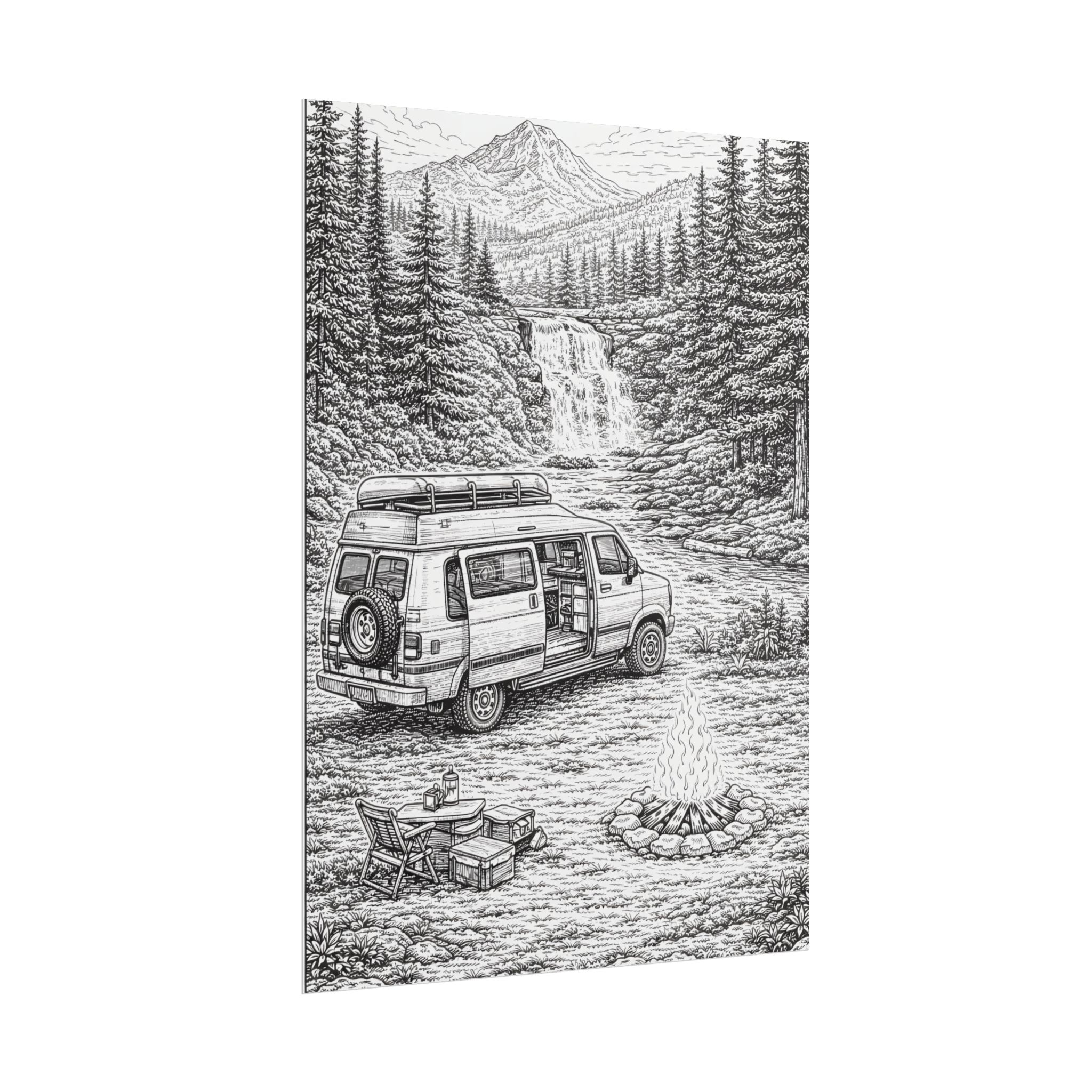 Campervan Poster — Vintage RV Camping Landscape Wall Art