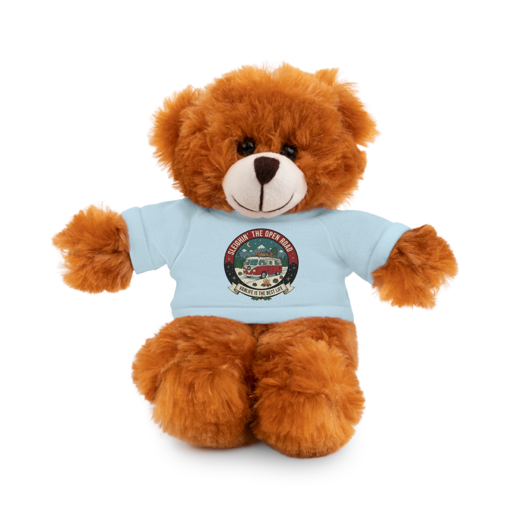 Happy Camper Teddy Bear with 'Sleighin The Open Road-Vanlife Is The Best Life' Tee