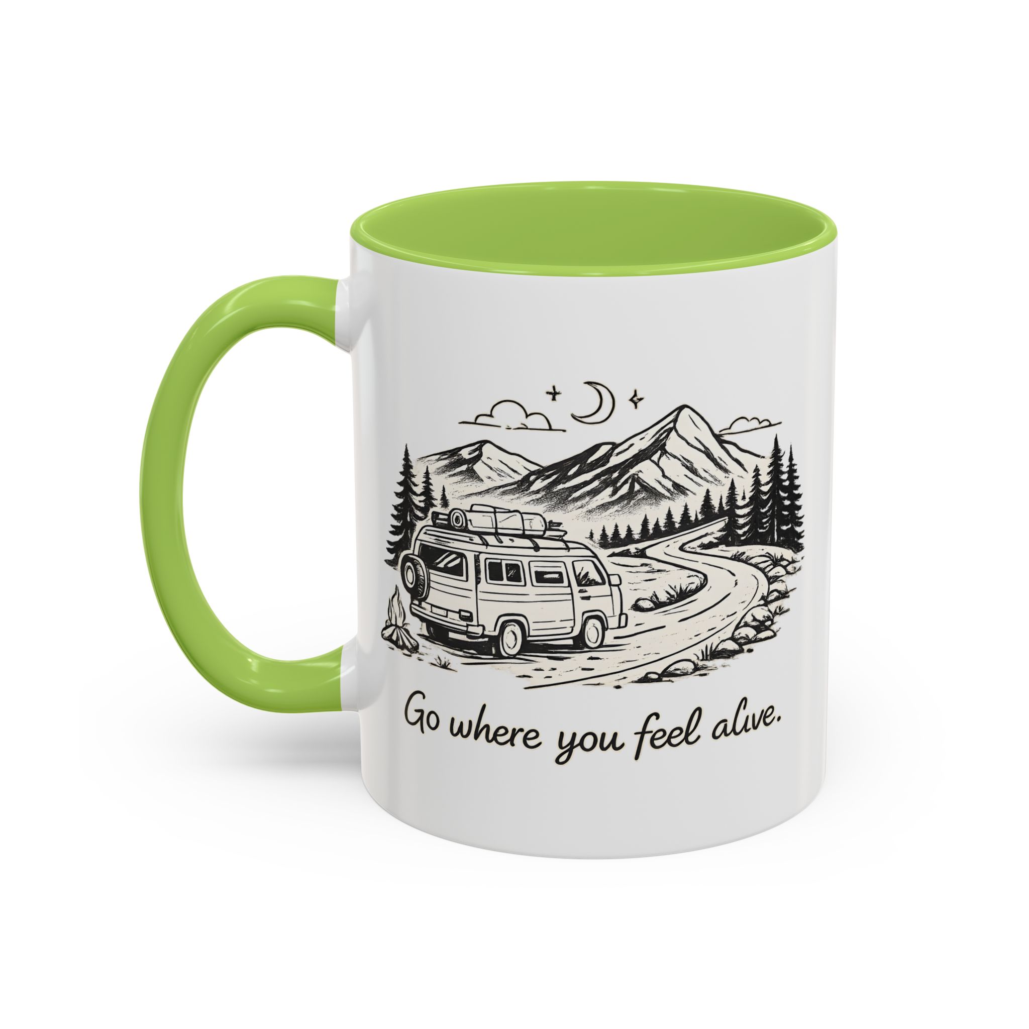 Accent Coffee Mug (11, 15oz) — "Go Where You Feel Alive" Design Minimal-Line