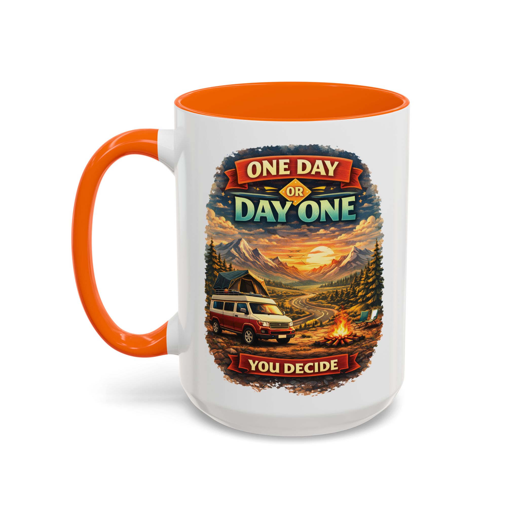 Accent Coffee Mug (11, 15oz) — "One Day Or Day One" Design Scenic-Line