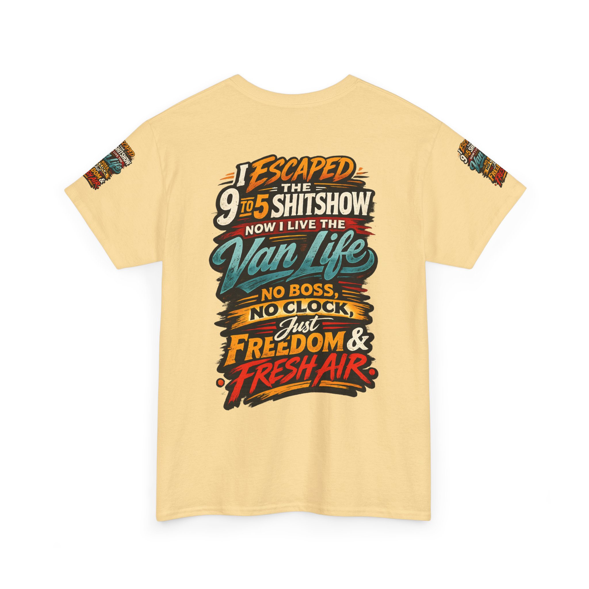 Unisex Heavy Cotton Tee — "I Escaped The 9 To 5" Design F**K-Line