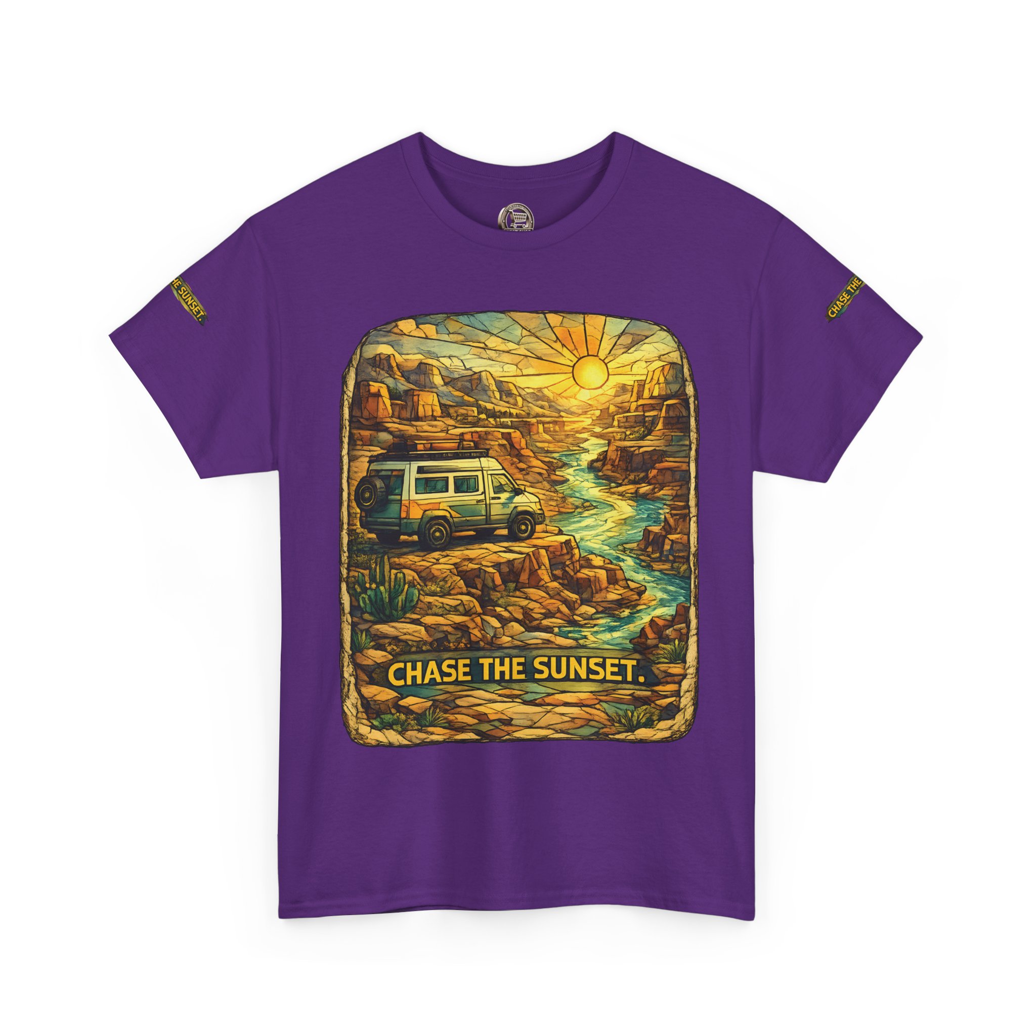 17599353246141157037_2048.jpeg Unisex Heavy Cotton Tee — "Chase The Sunset" Design Cubic-Line