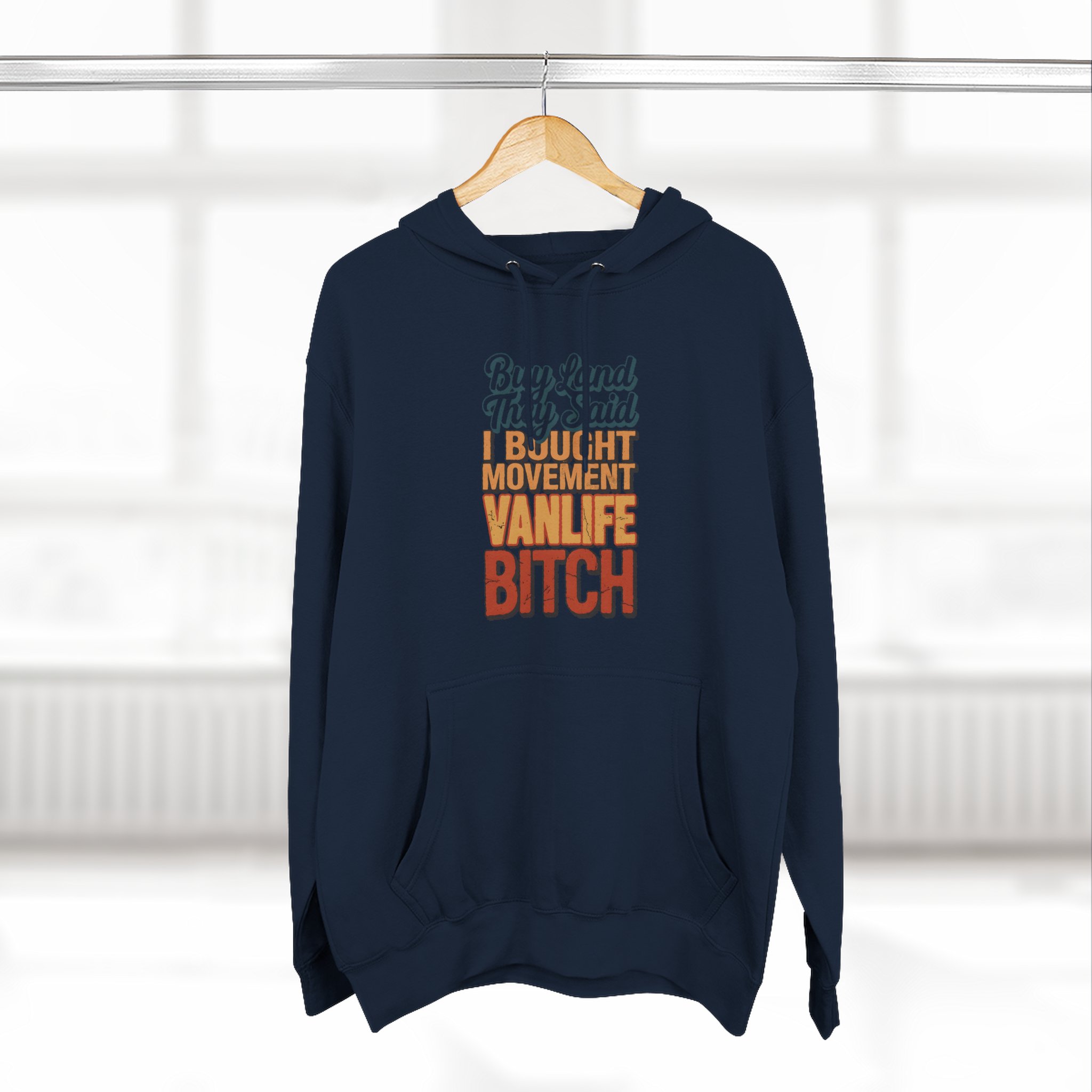 17599848274072211305_2048.jpeg Three-Panel Fleece Hoodie - "Buy Land They Said" Design F**K-Line