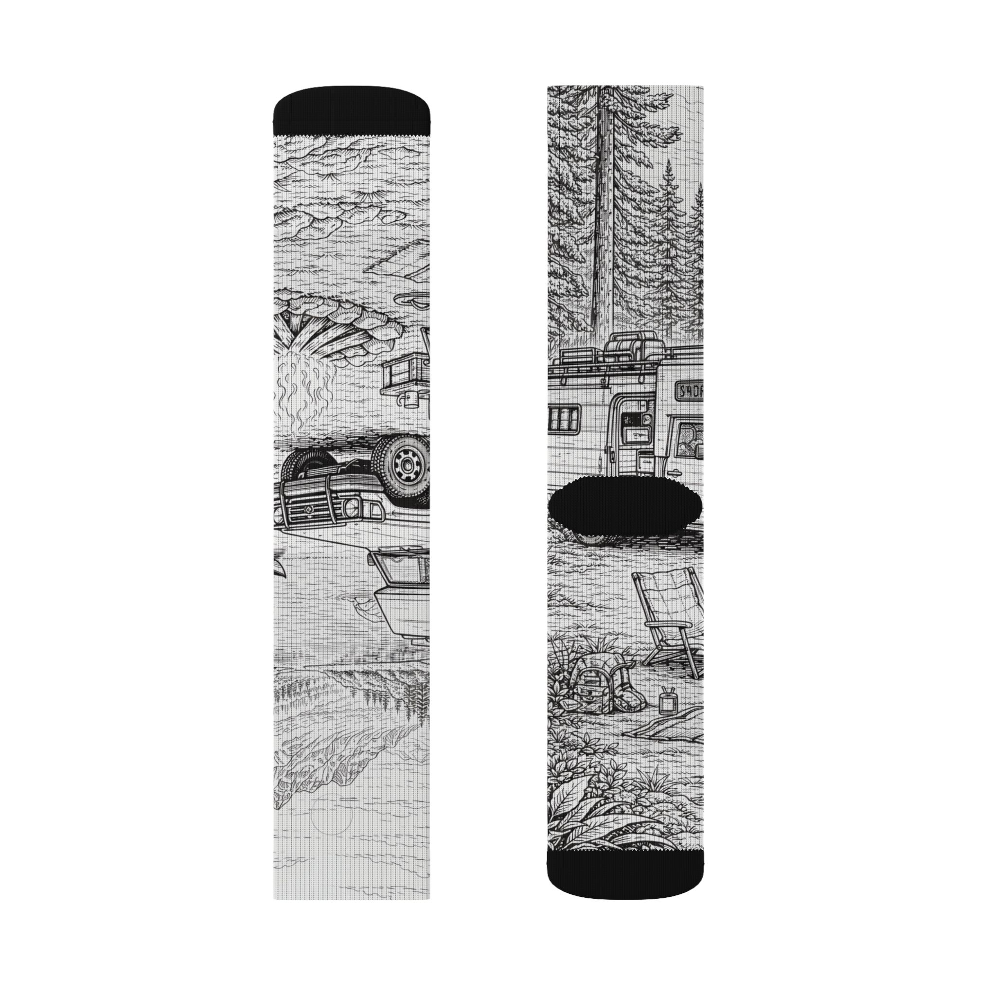 Sublimation Socks — Retro Camper Roadtrip Crew Socks