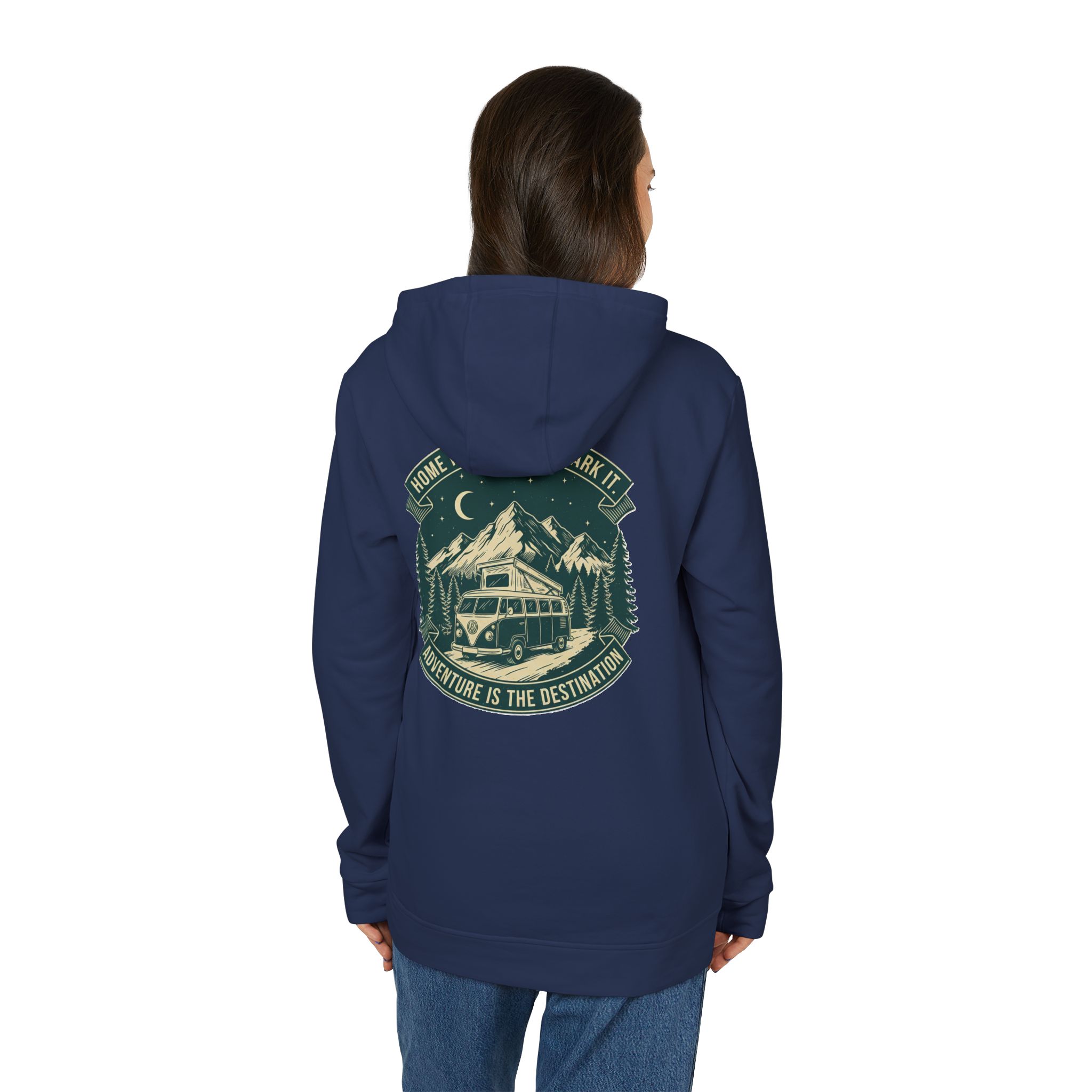 Hoodie(Adidas) — "Home Is Where You Park It-Adventure is the destination" Outdoor Travel Pullover (Only Back Printed)