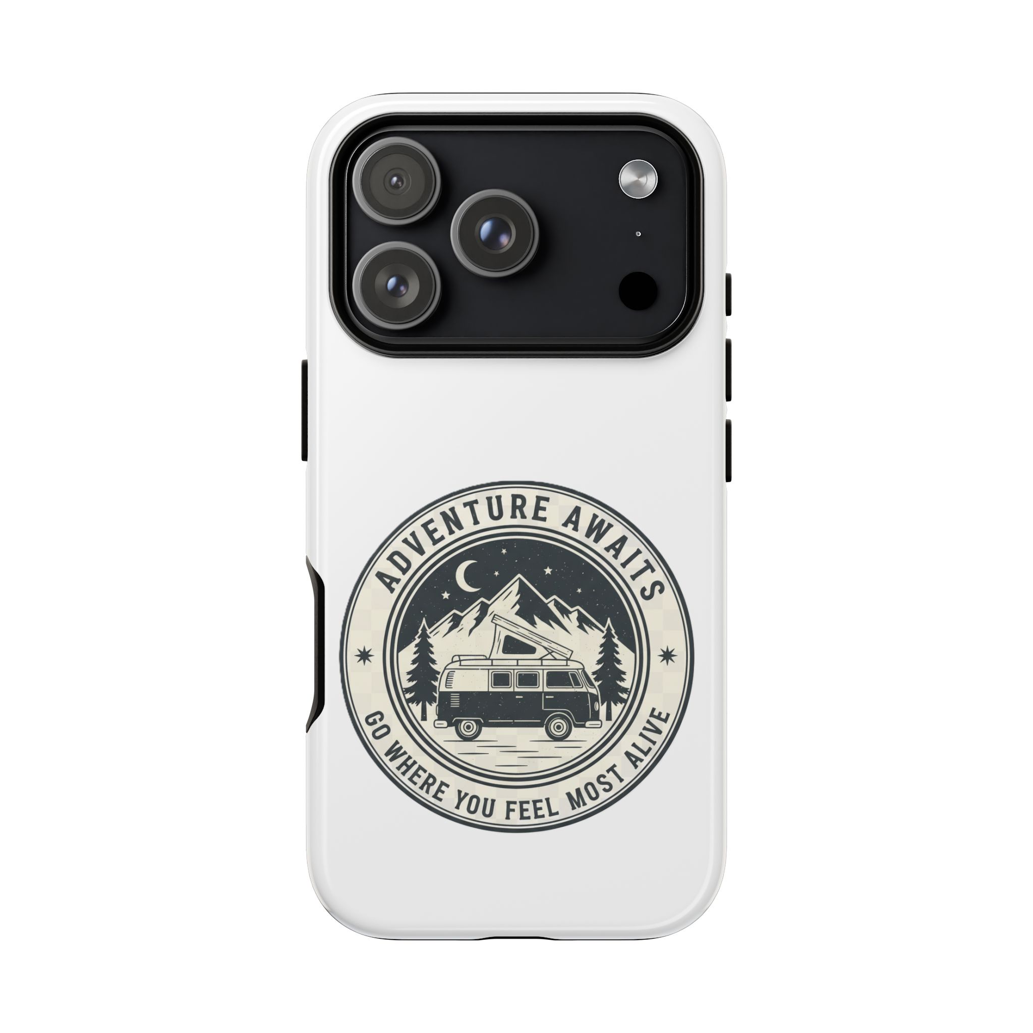 Phone Case — "Adventure Awaits-Go Where You Feel Most Alive" Camper Van Design