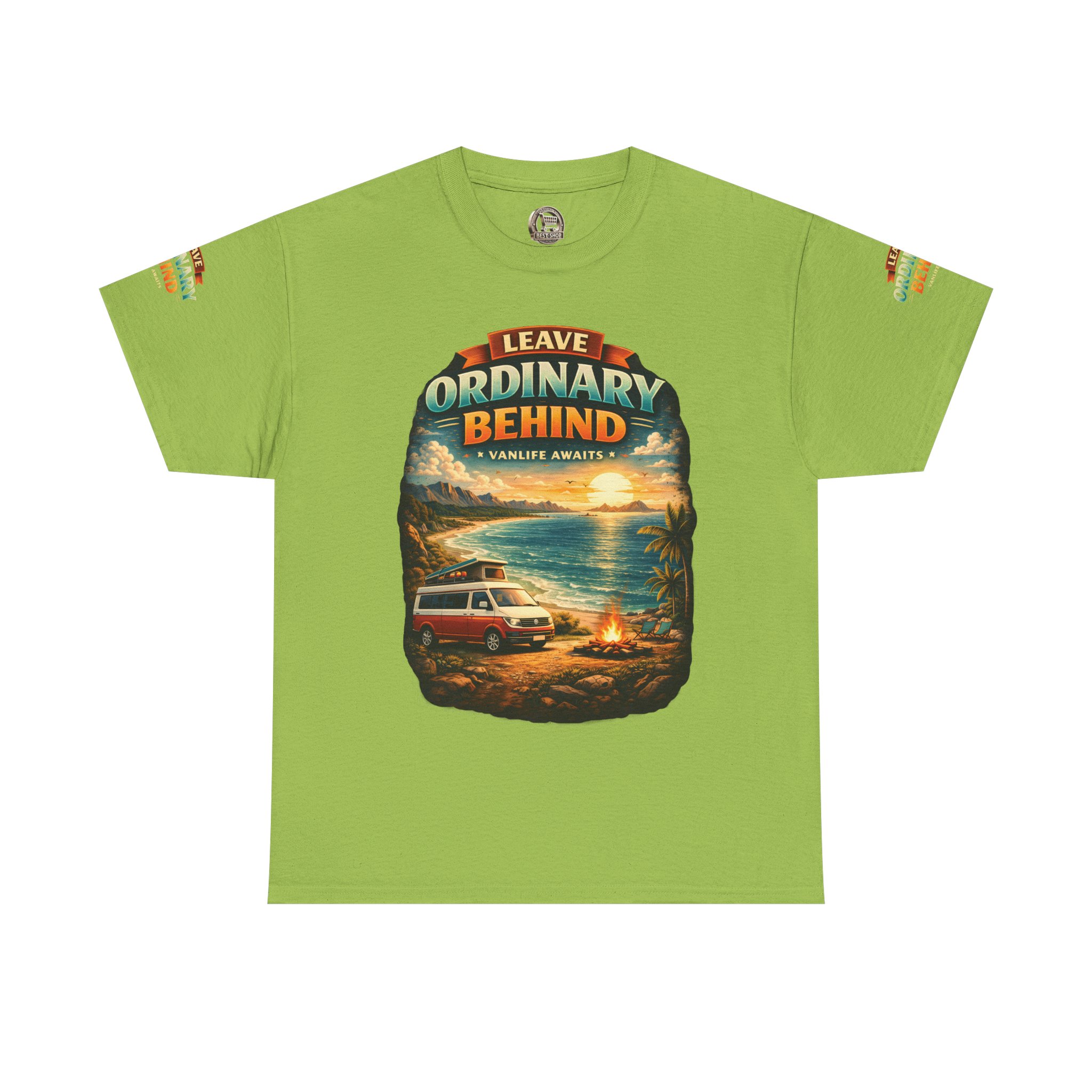 Unisex Heavy Cotton Tee — "Leave Ordinary Behind" Design Scenic-Line