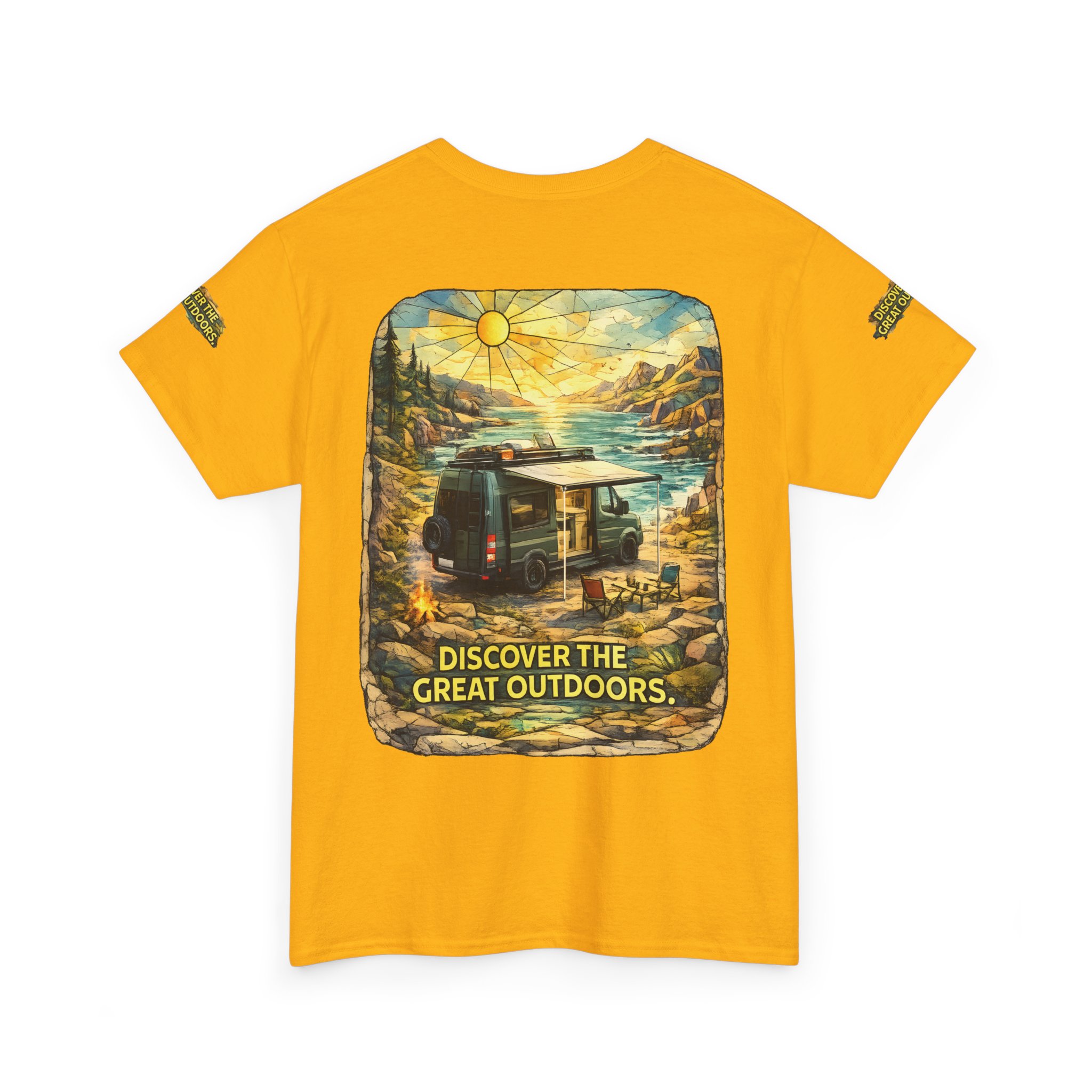Unisex Heavy Cotton Tee — "Discover The Great Outdoors" Design Cubic-Line