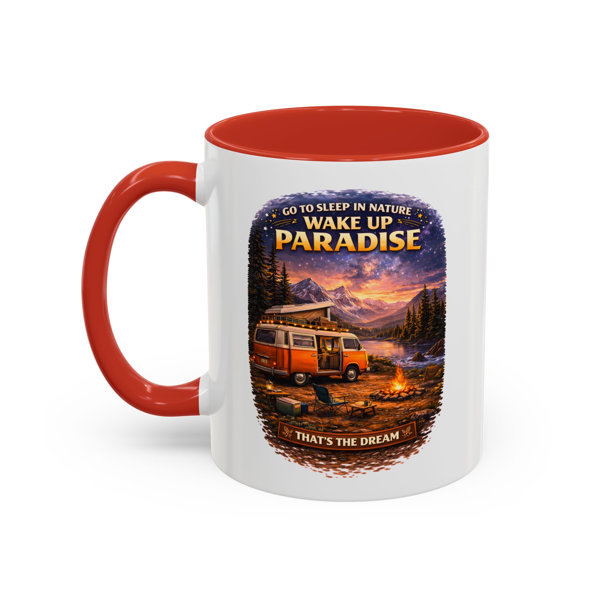 Accent Coffee Mug (11, 15oz) — "Go to Sleep in Nature" Design Scenic-Line