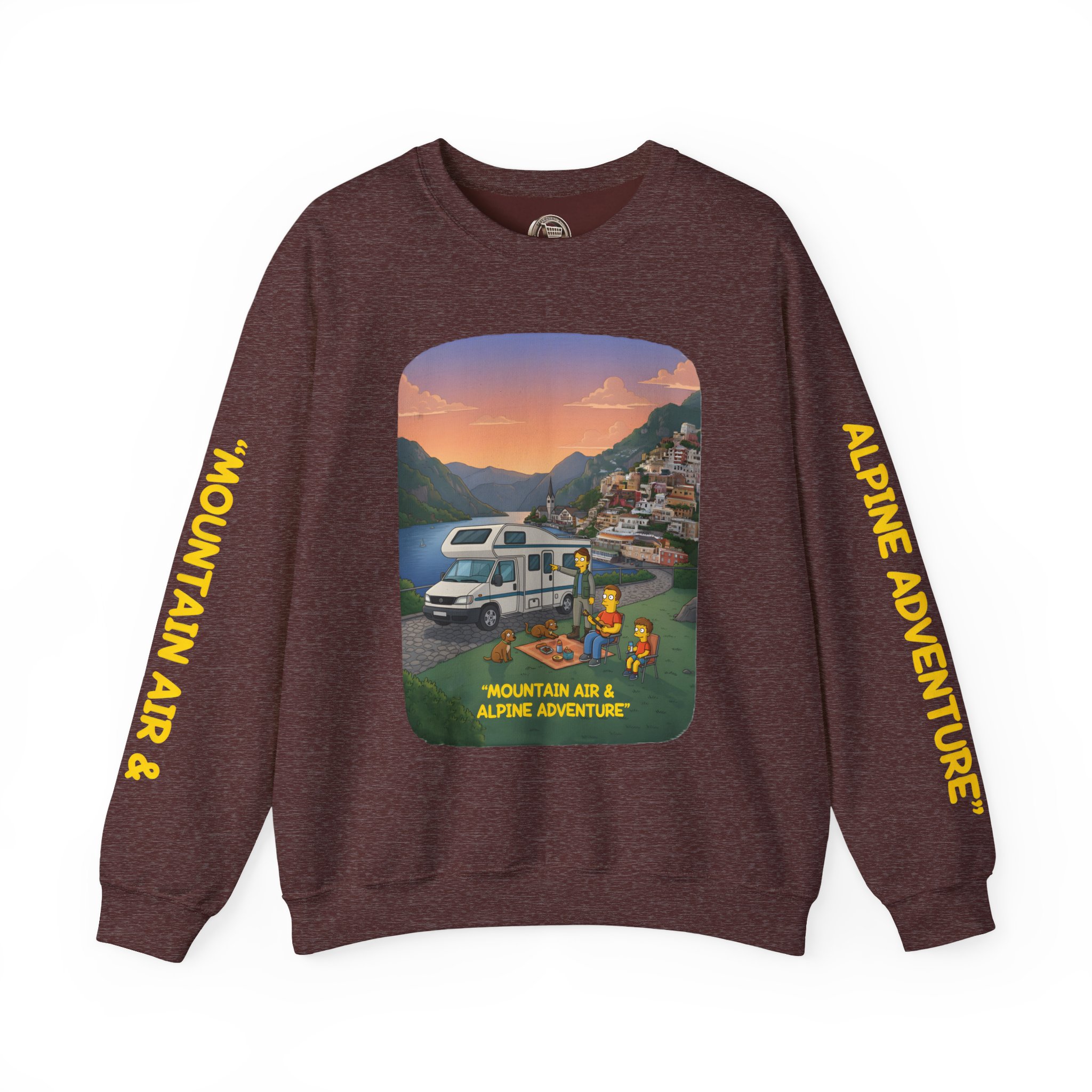 Unisex Heavy Blend™ Crewneck Sweatshirt — "Mountain Air-Alpine Adventure" Design Sitcom-Line
