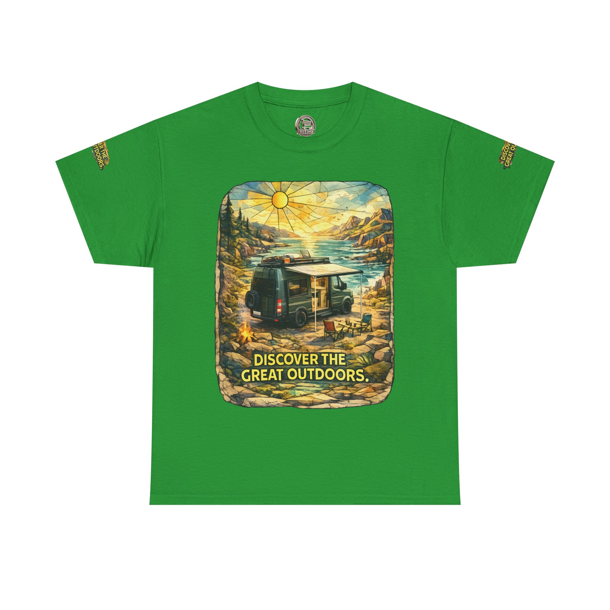 Unisex Heavy Cotton Tee — "Discover The Great Outdoors" Design Cubic-Line