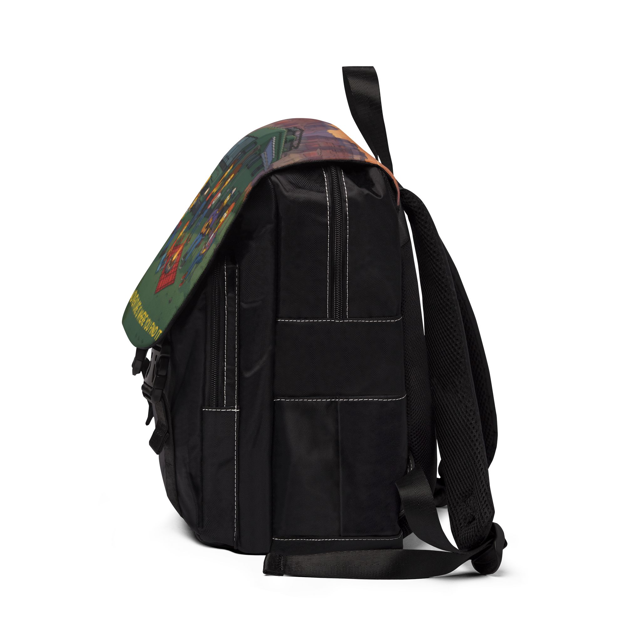 Unisex Casual Shoulder Backpack — "Adventure Is Where You Find It" Design Sitcom-Line