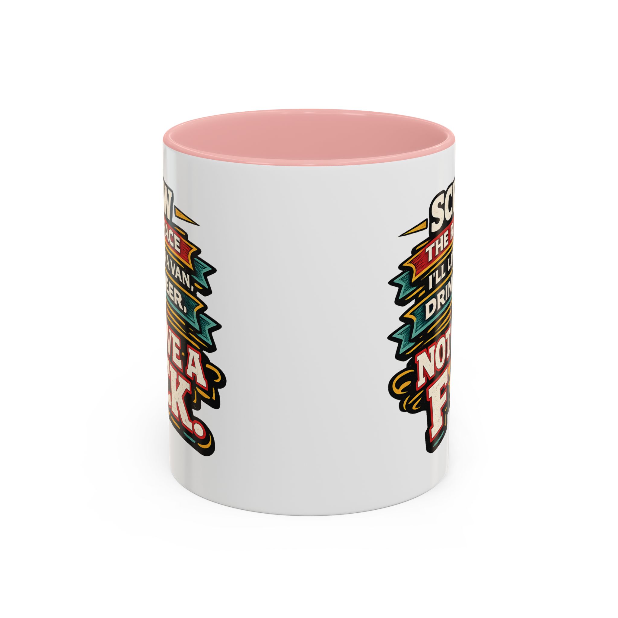 Accent Coffee Mug (11, 15oz) — "Screw The Rat Race" Design F**K-Line