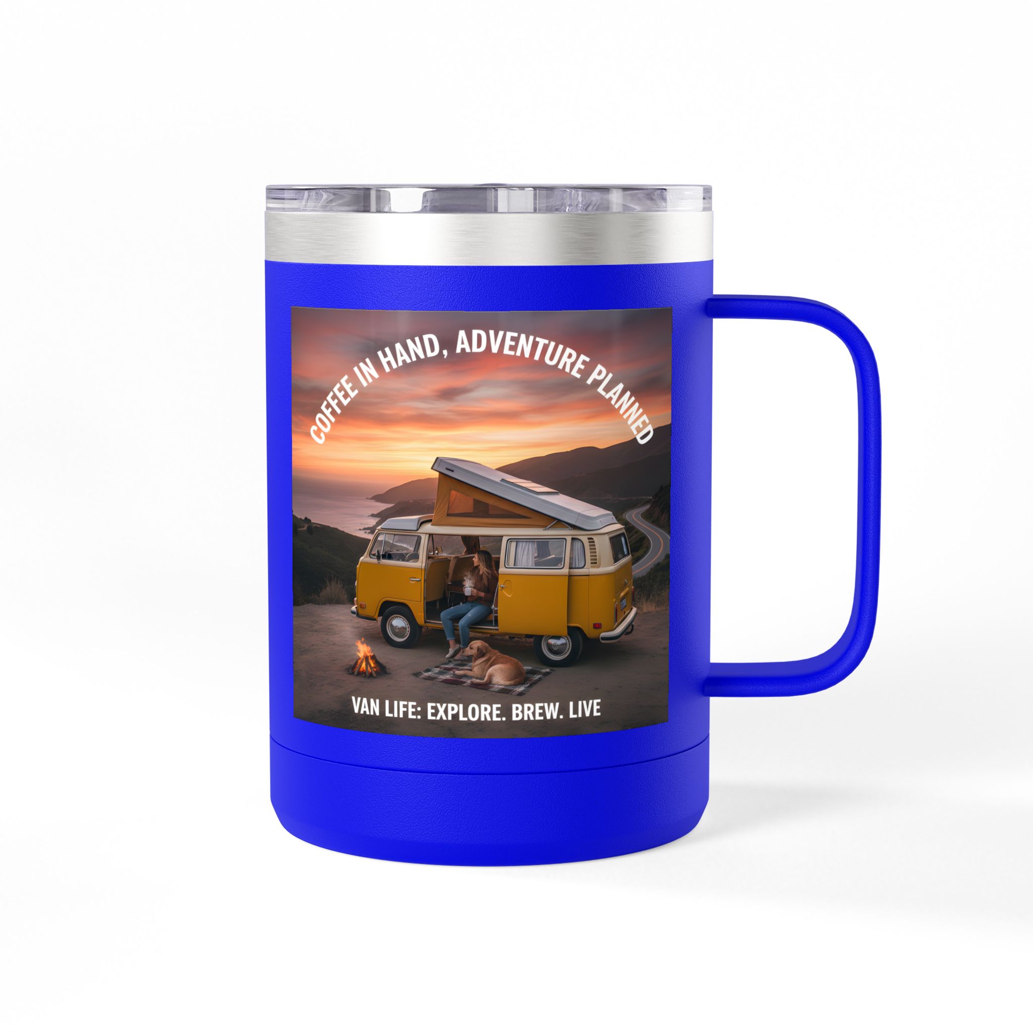 Coffee Mug Tumbler, 15oz — "Coffee in Hand, Adventure Planned"