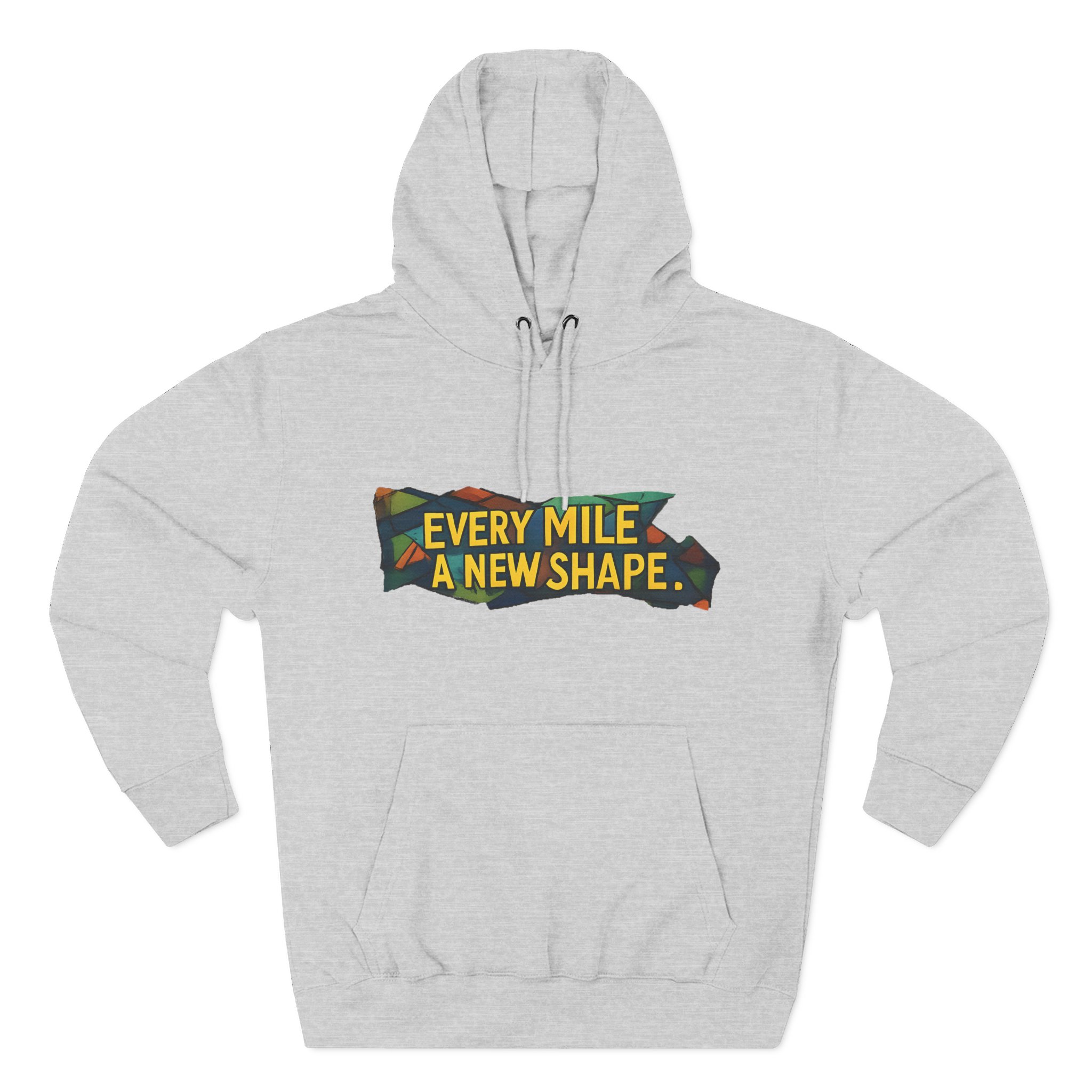 Three-Panel Fleece Hoodie - "Every Mile A New Shape" Design Cubic-Line