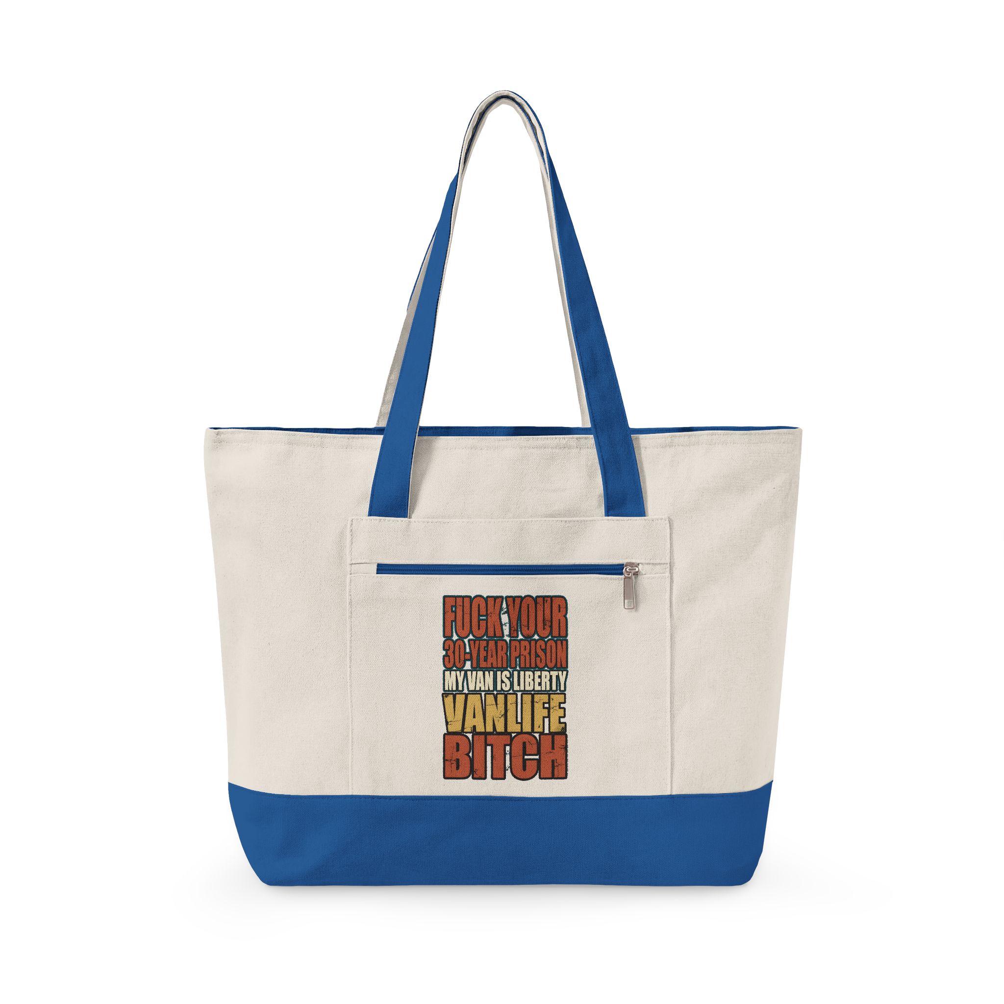 17647539701971799096_2048.jpeg Zippered Canvas Tote — "Fuck Your 30-Years Prison" (Design F**K-Line)
